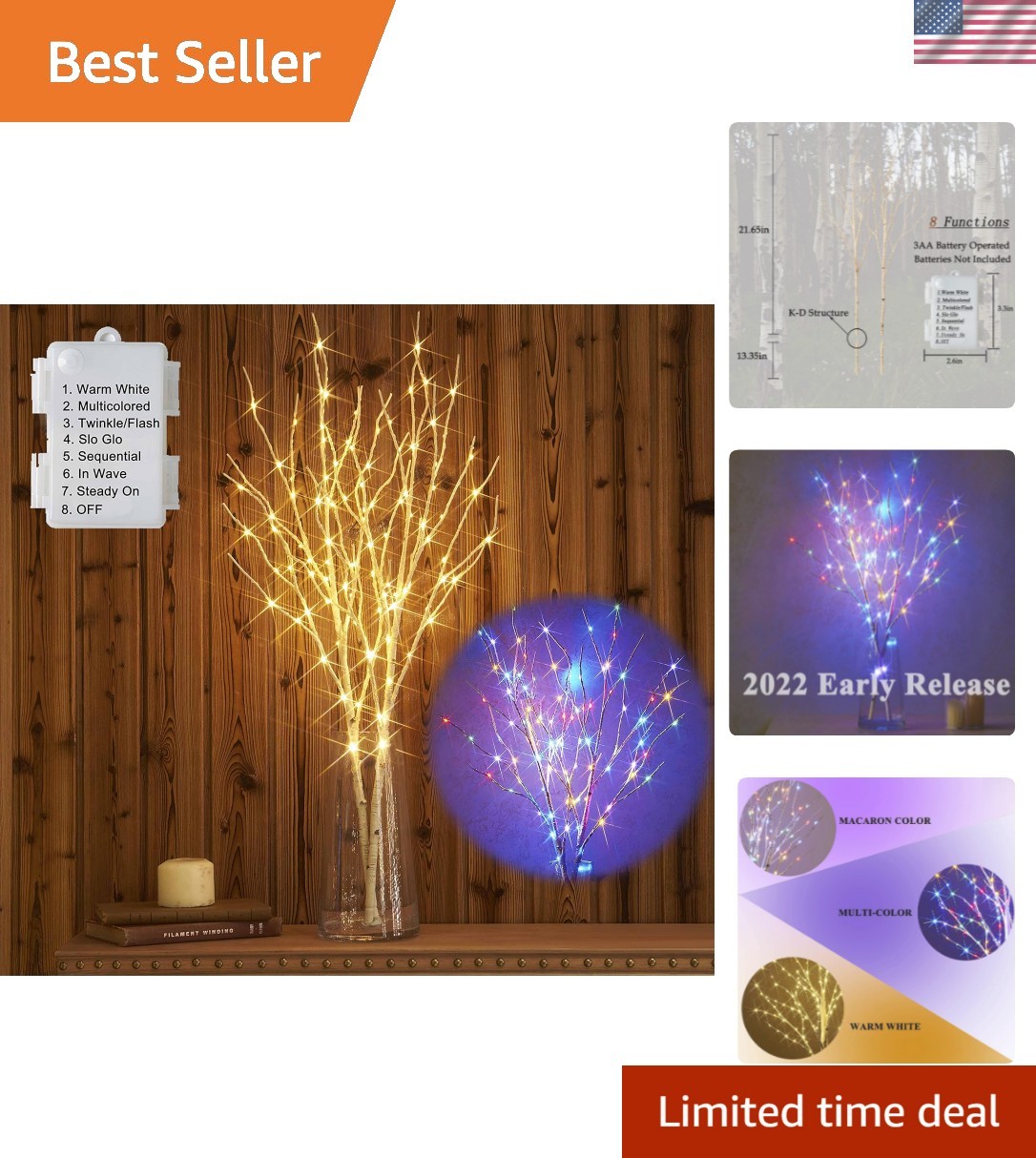 Elegant Lighted Birch Branches with 100 LED Lights – Perfect for Any Occasion