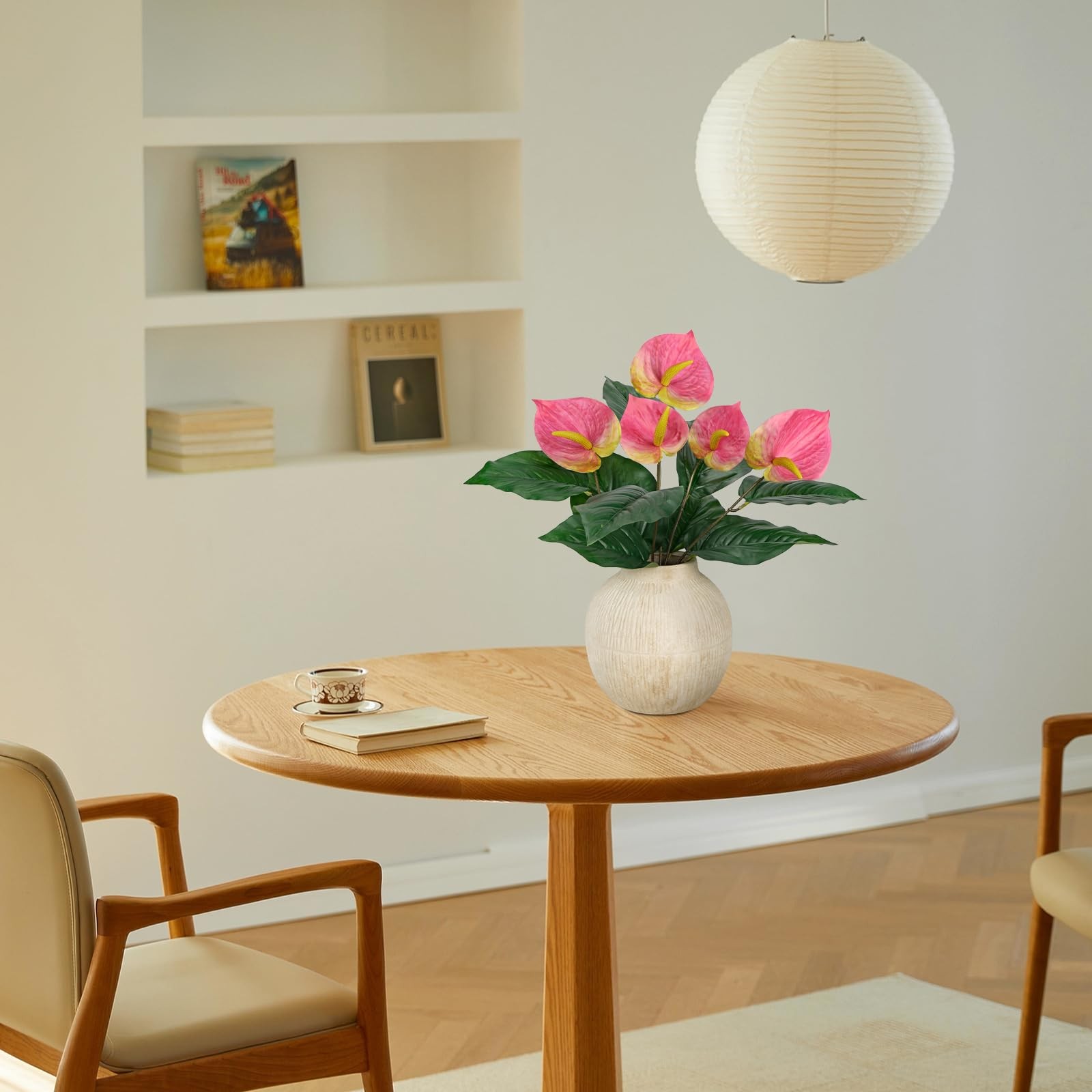 Anthurium Artificial Plants & Flowers, Fake Outdoor Flower Bush Realistic Fau…