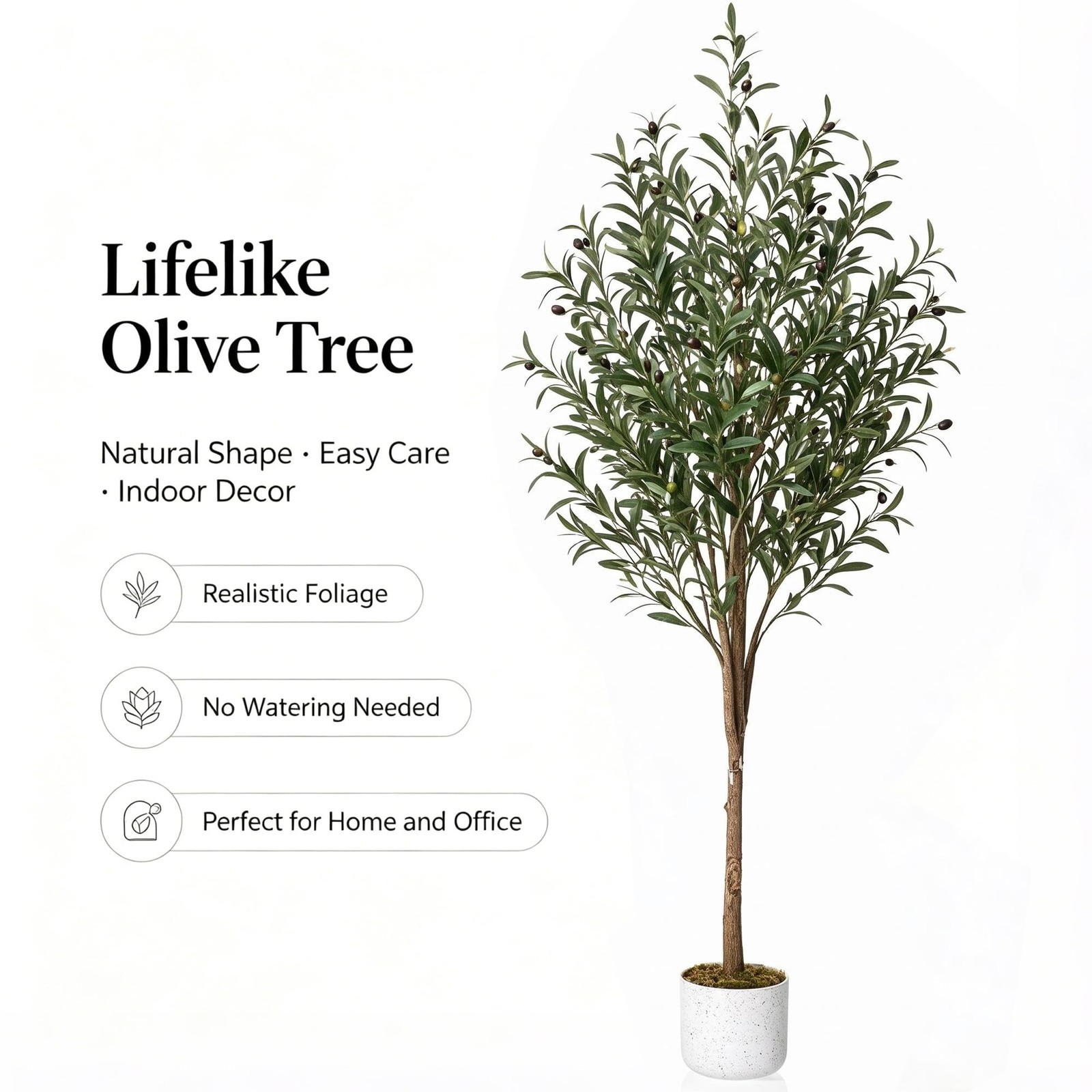 Garvee 5.3FT Artificial Olive Tree in Pot Fake Olive Plants with Nautral Leaves