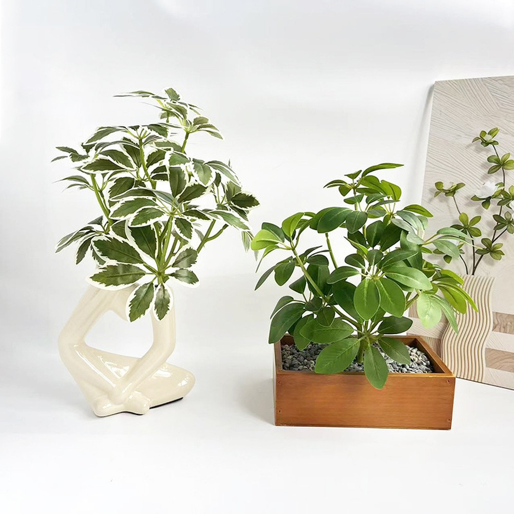 Green Artificial Seven Point Leaf Stem for Photography and Interior Decor