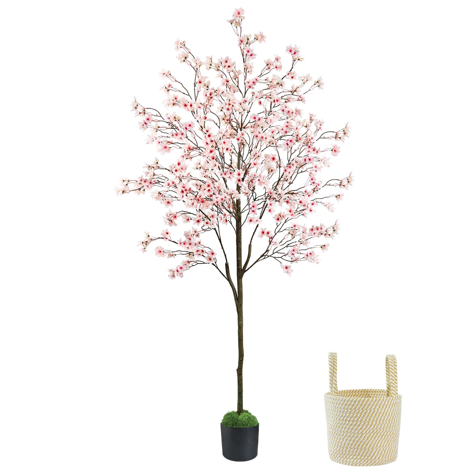 6FT Cherry Bloosom Tree for Indoor Outdoor, Artificial Pink Flower Tree with …