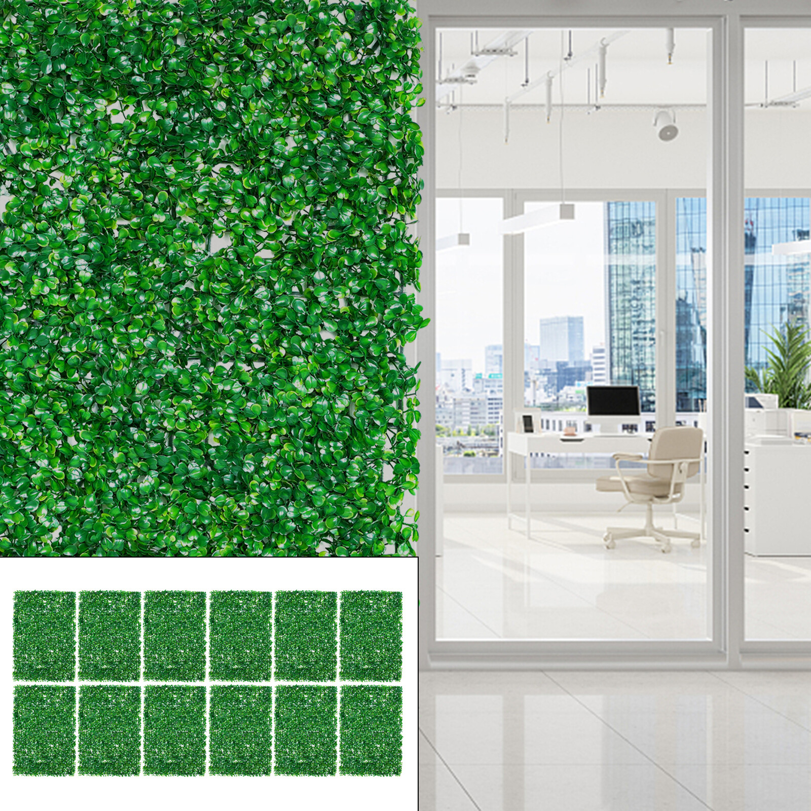 12 Pcs Green Fence Panel Grass Artificial Boxwood Hedge Wall Panels for Backyard
