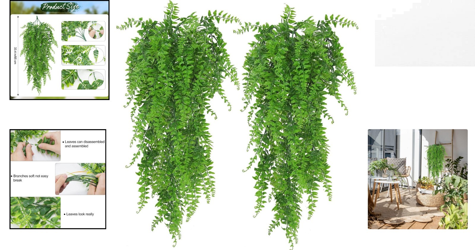 Lifelike Hanging Fern Vines – Elegant Artificial Greenery for Indoors & Outdoors