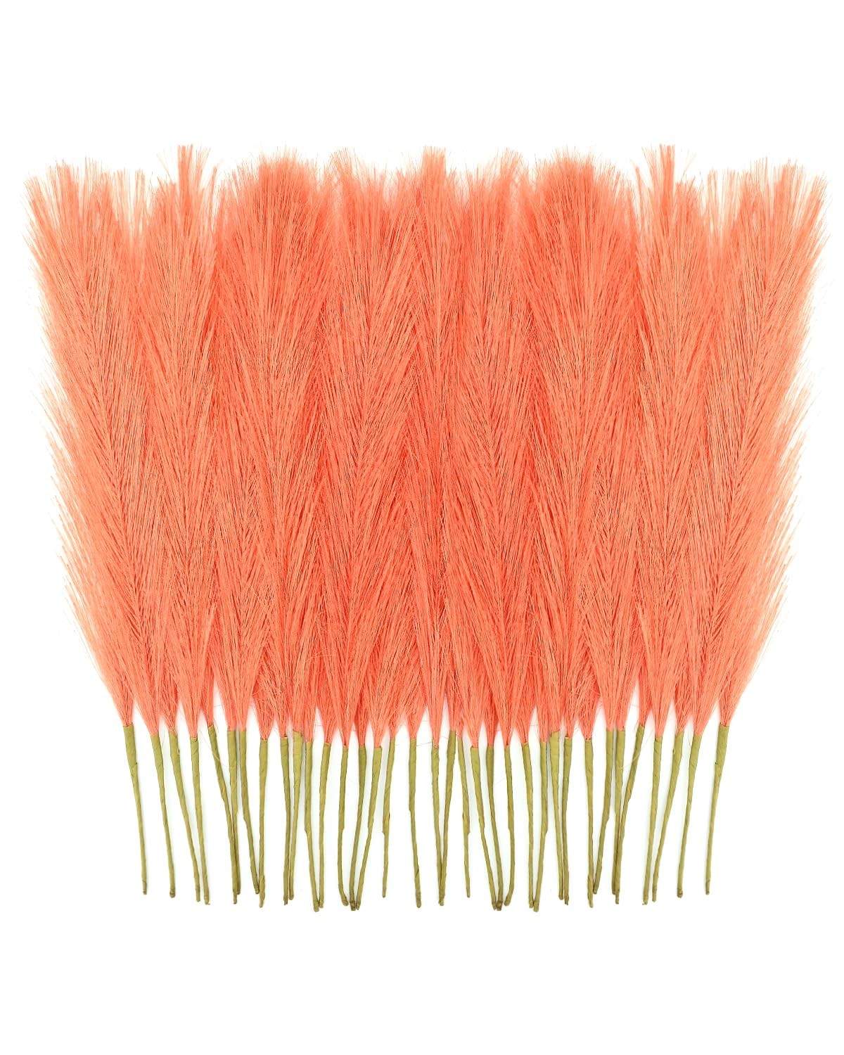 30pcs Orange Faux Pampas Grass Decor, 17.7inch Short Artificial Pompous Grass…
