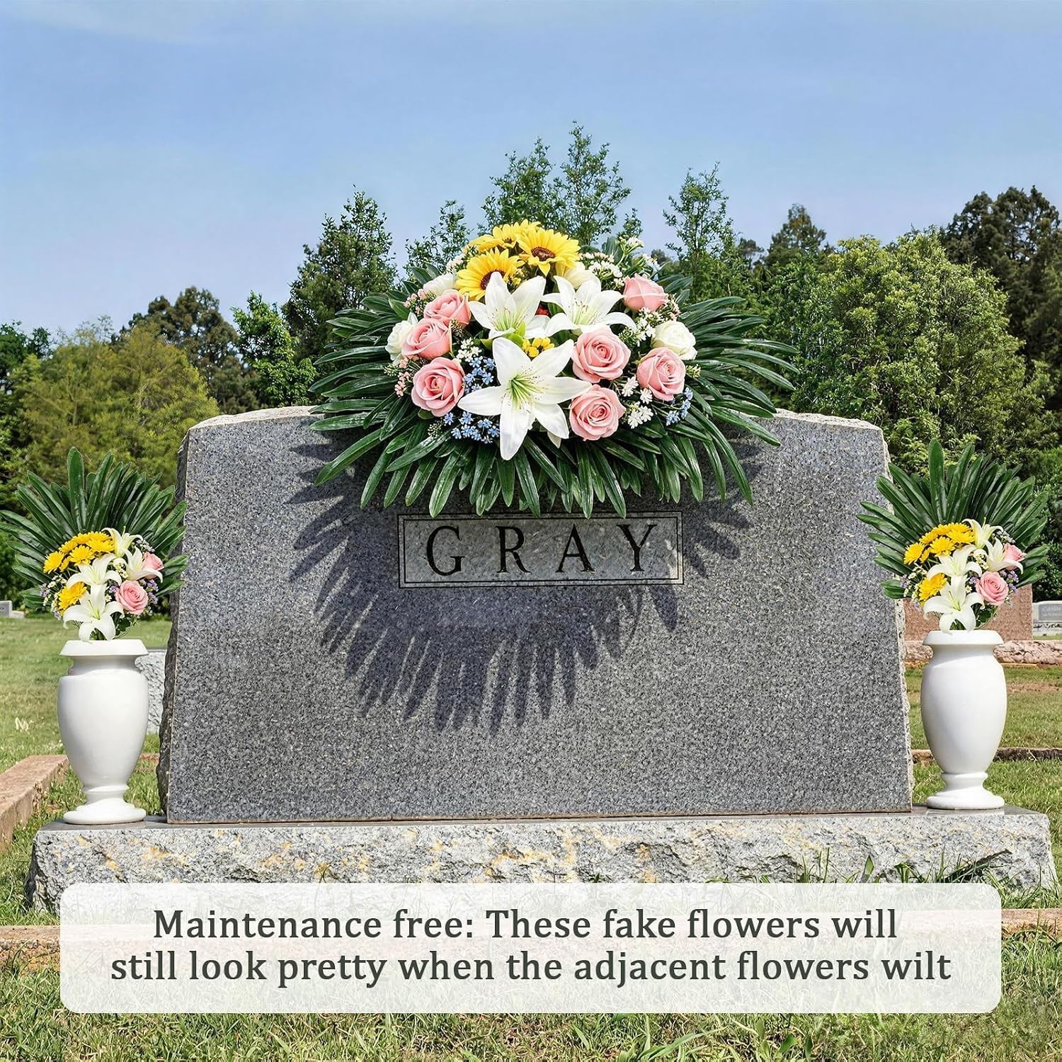 Versatile 48 PCS Faux Palm Leaves for DIY Grave Arrangements and Celebrations