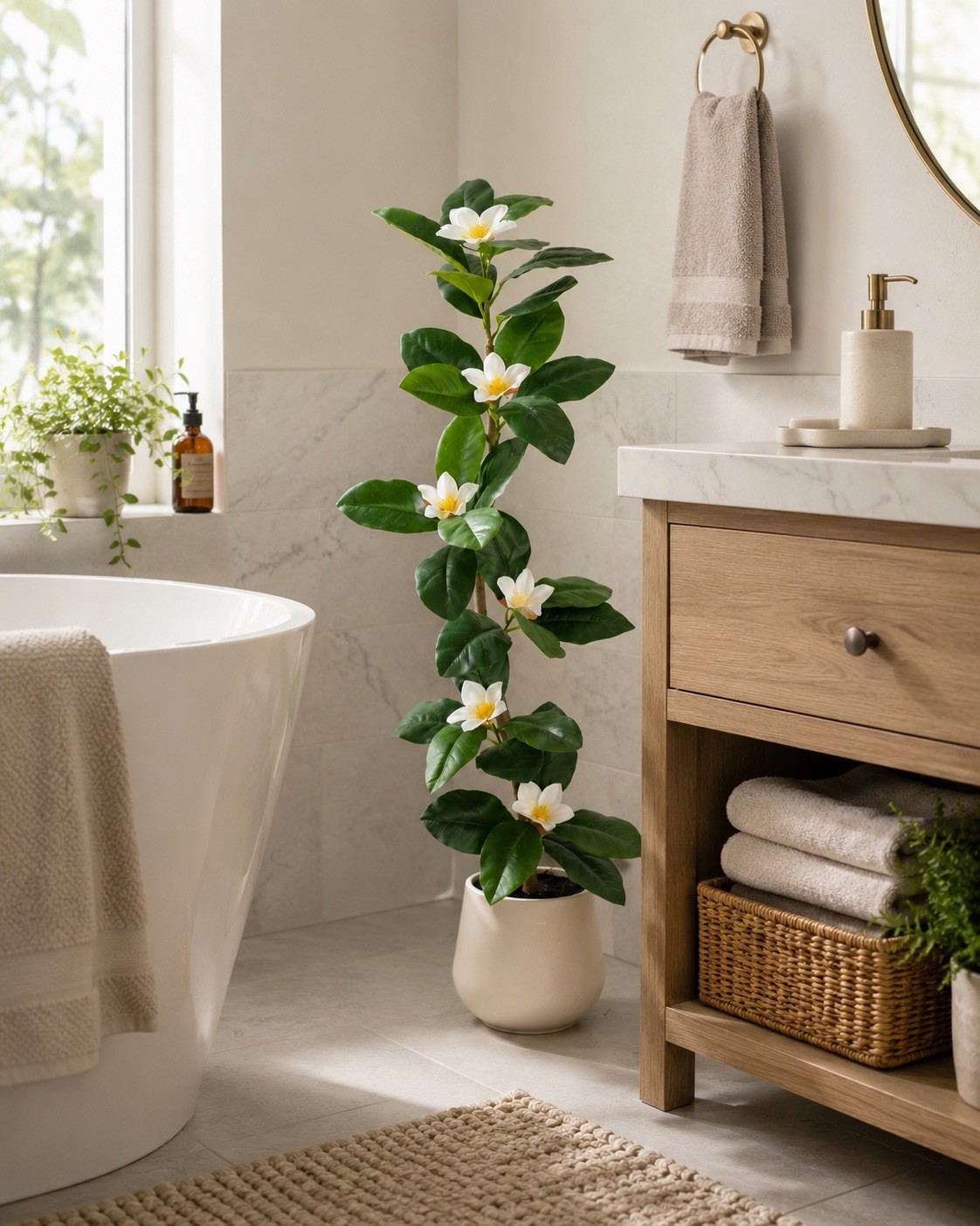 4’ Artificial Minimalist Magnolia Tree in Decorative Planter