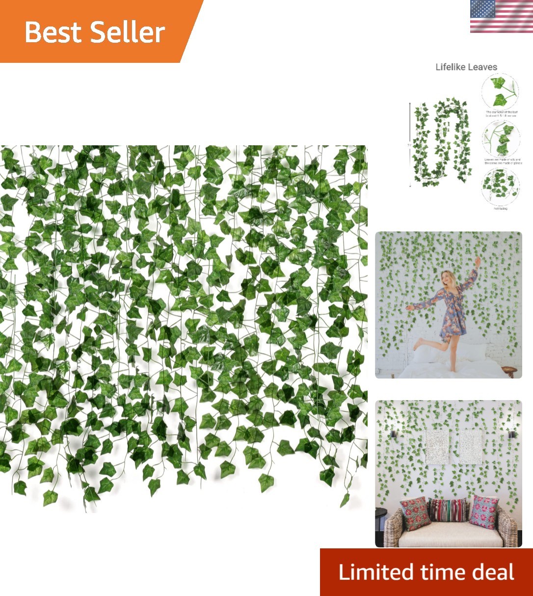 Aesthetic Artificial Ivy Leaves – 84 Feet Hanging Vines for Parties & Weddings