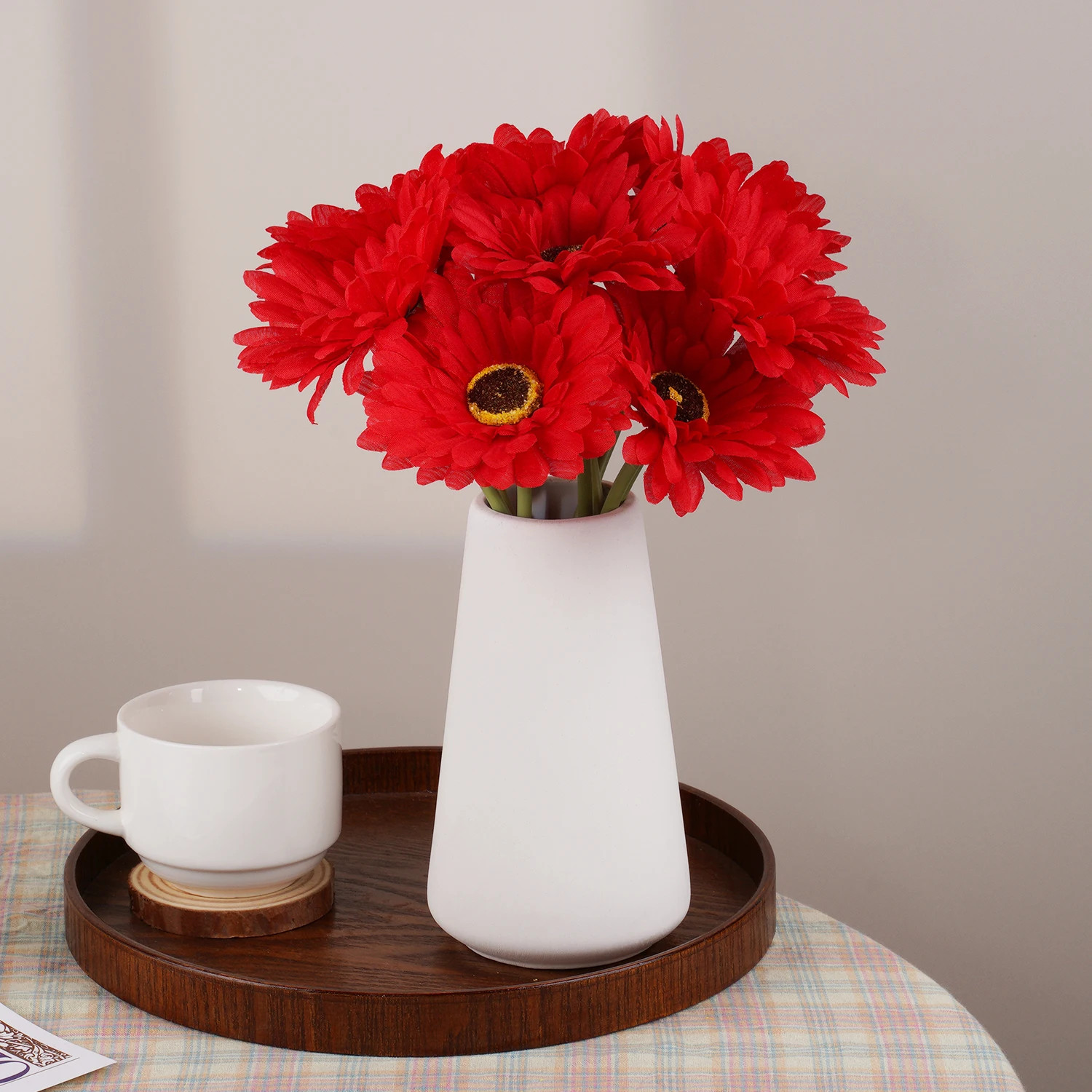 25Cm/9.84Inch Artificial Barberton Daisy for Wedding Party Arrangement Decoratio