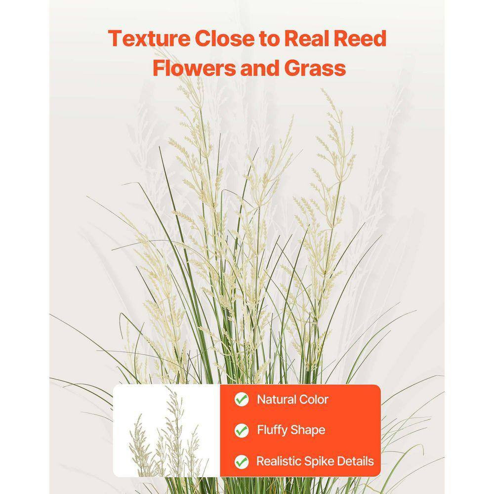 Artificial Grass Plant, 47 In. Reed Flower Grass in Pot, PVC Faux Greenery Shrub
