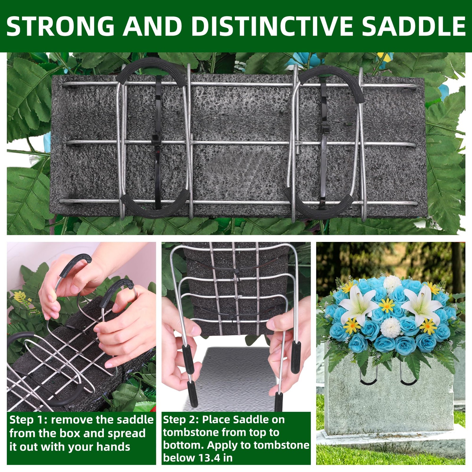 Artificial Cemetery Flower Saddles for Graves,Headstone Saddles for Graves,Lily