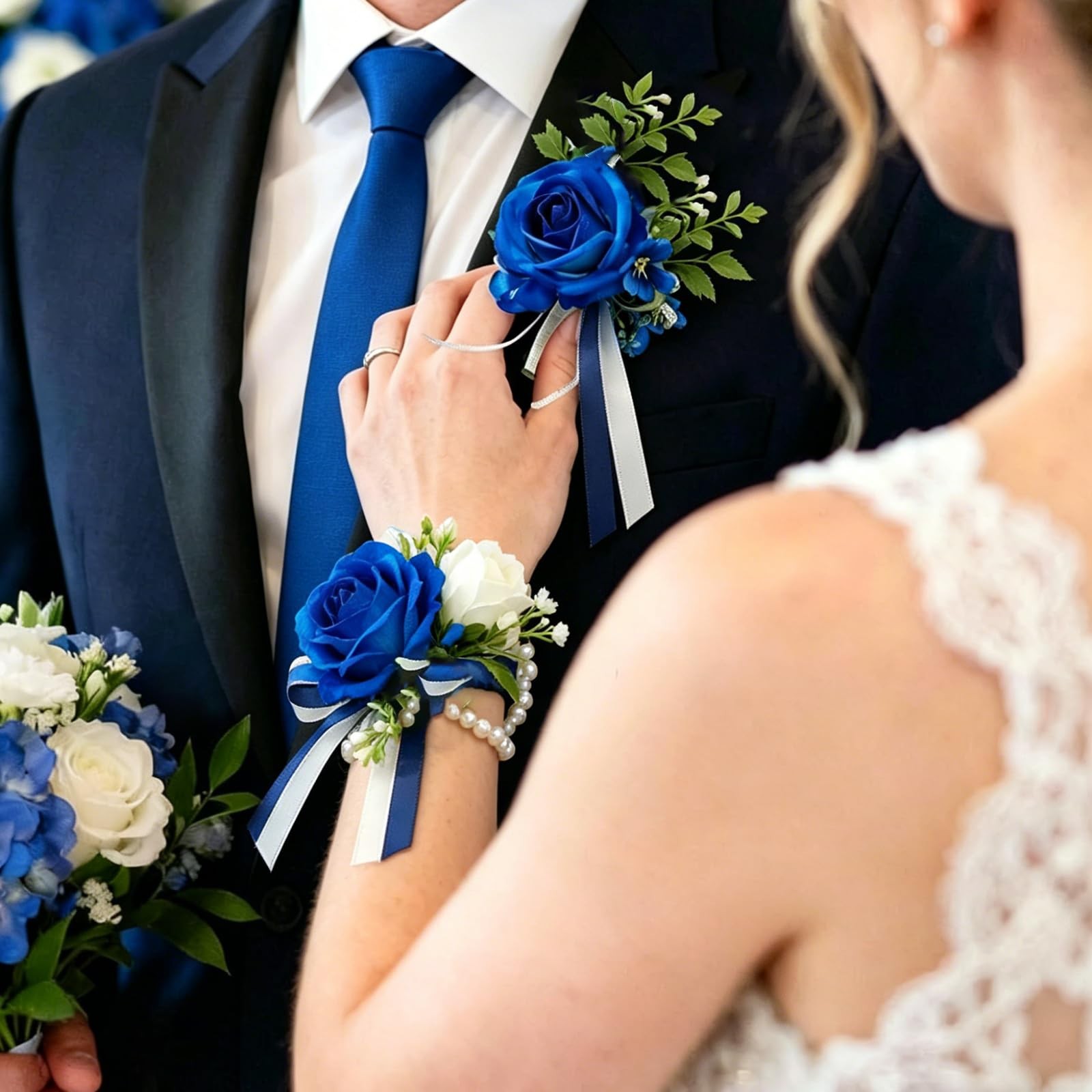 Prom Corsage and Boutonniere Set Prom Wrist Corsage and Boutonniere Artificia…