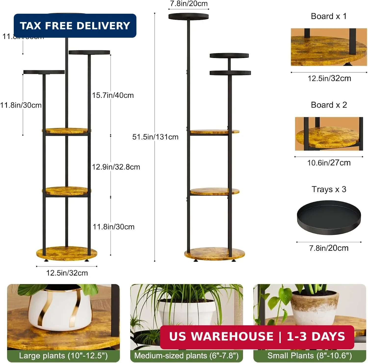 Plant Stand 6 Tier Indoor Metal Plant Shelf for Multiple Plants Corner Tall Flow