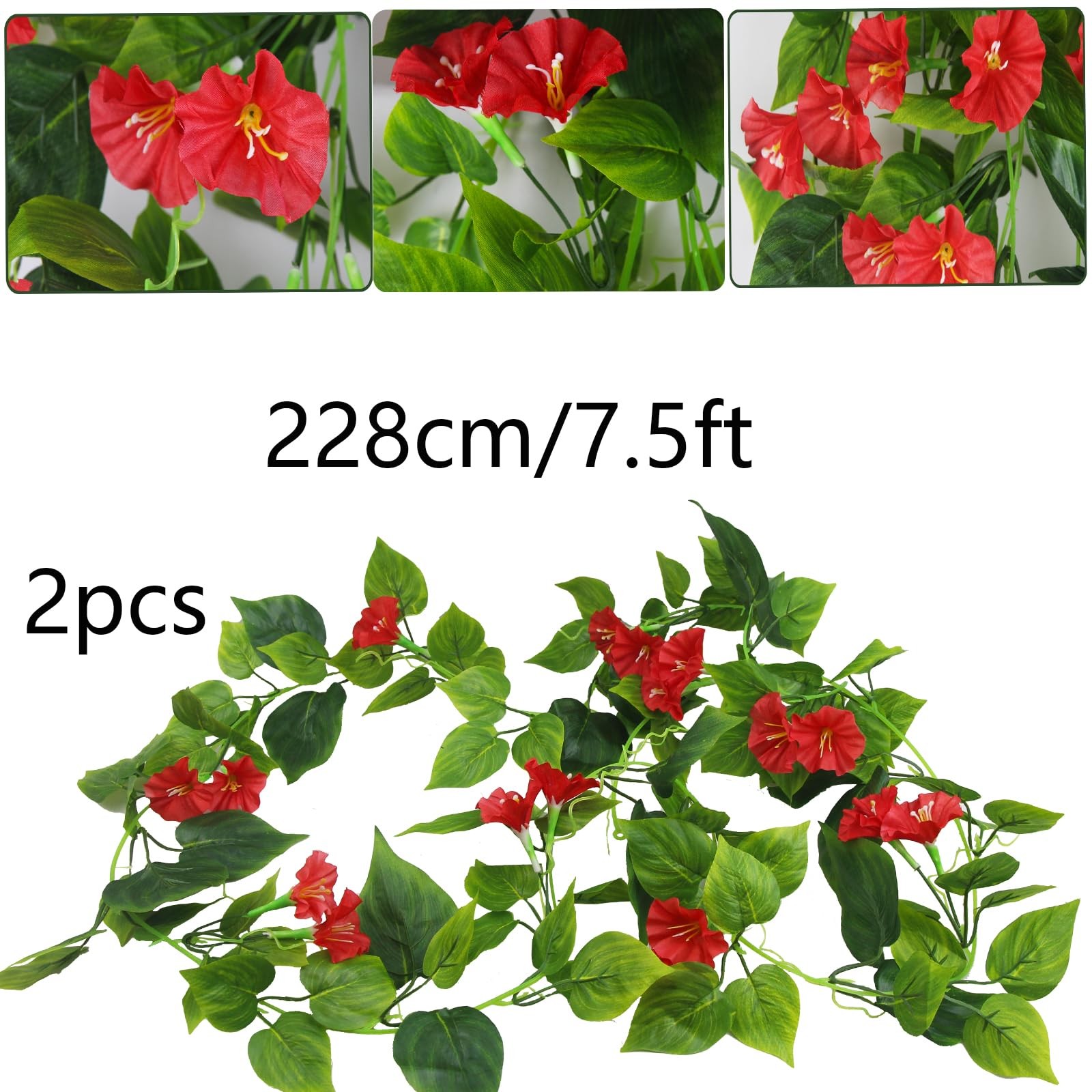 2 Pcs Artificial Vines Silk Morning Glory Vines for Outdoor 15Feet Hanging Pl…