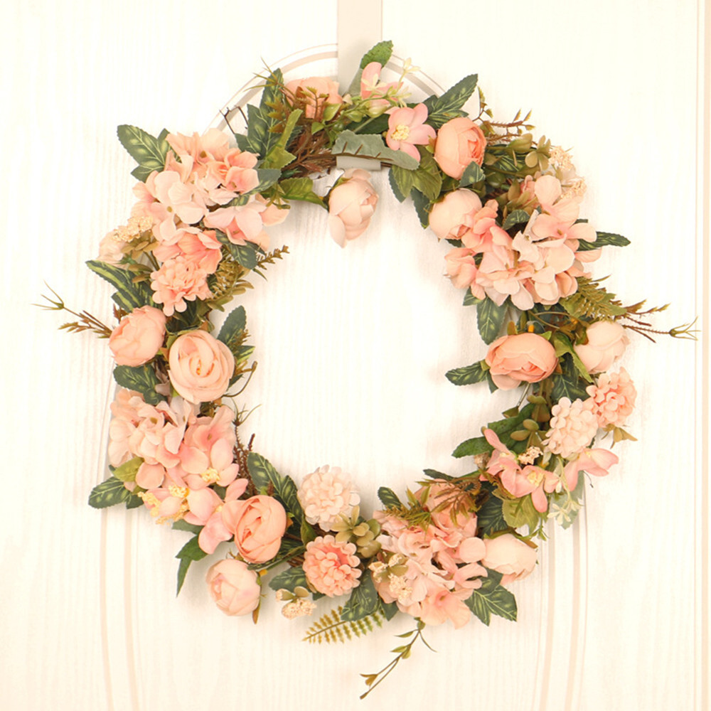 Home Decoration Door Spring Summer Garden Wreath 40cm 16″ Artificial Rose Wreath