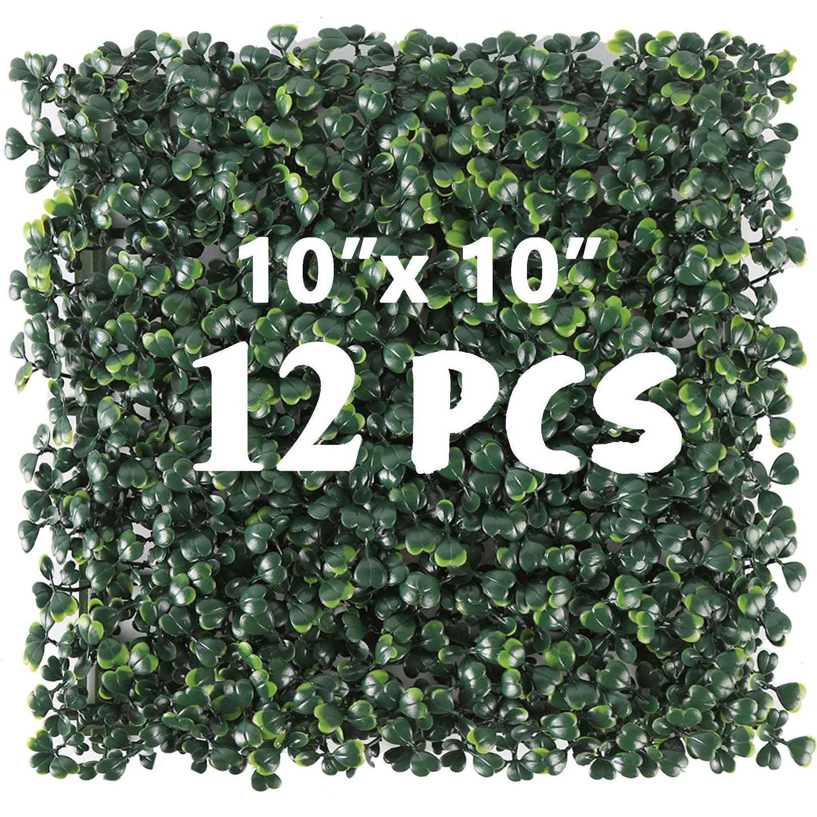 12PCS 10″x 10″ Artificial Boxwood Wall Panels, UV-Anti Grass Wall Hedge Plant…
