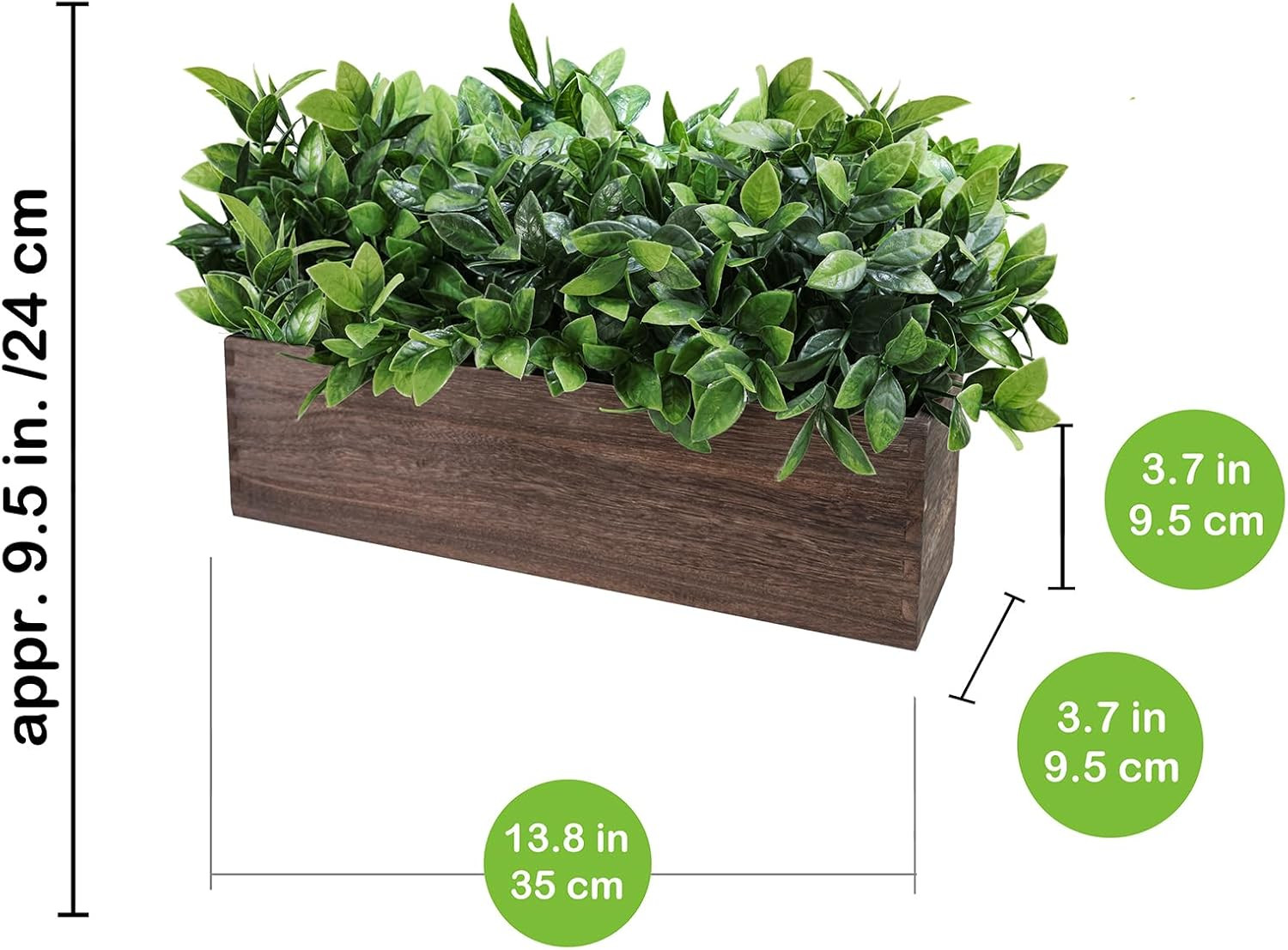 14″ Artificial Boxwood Plants in Rectangular Wood Planter Farmhouse Greenery Arr