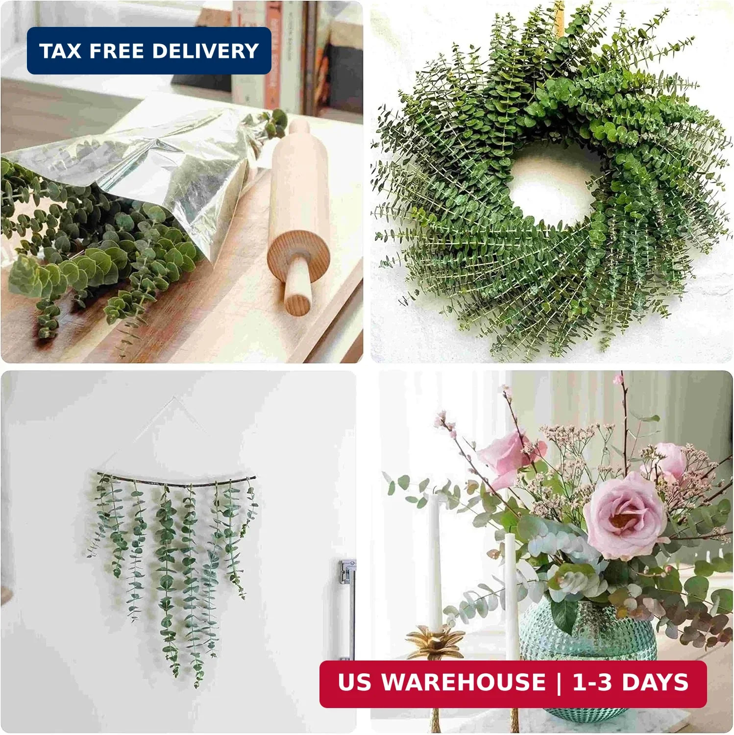 10Pcs Dried Eucalyptus Stems, 17″ Real Natural Hanging Eucalyptus for Shower, Ma