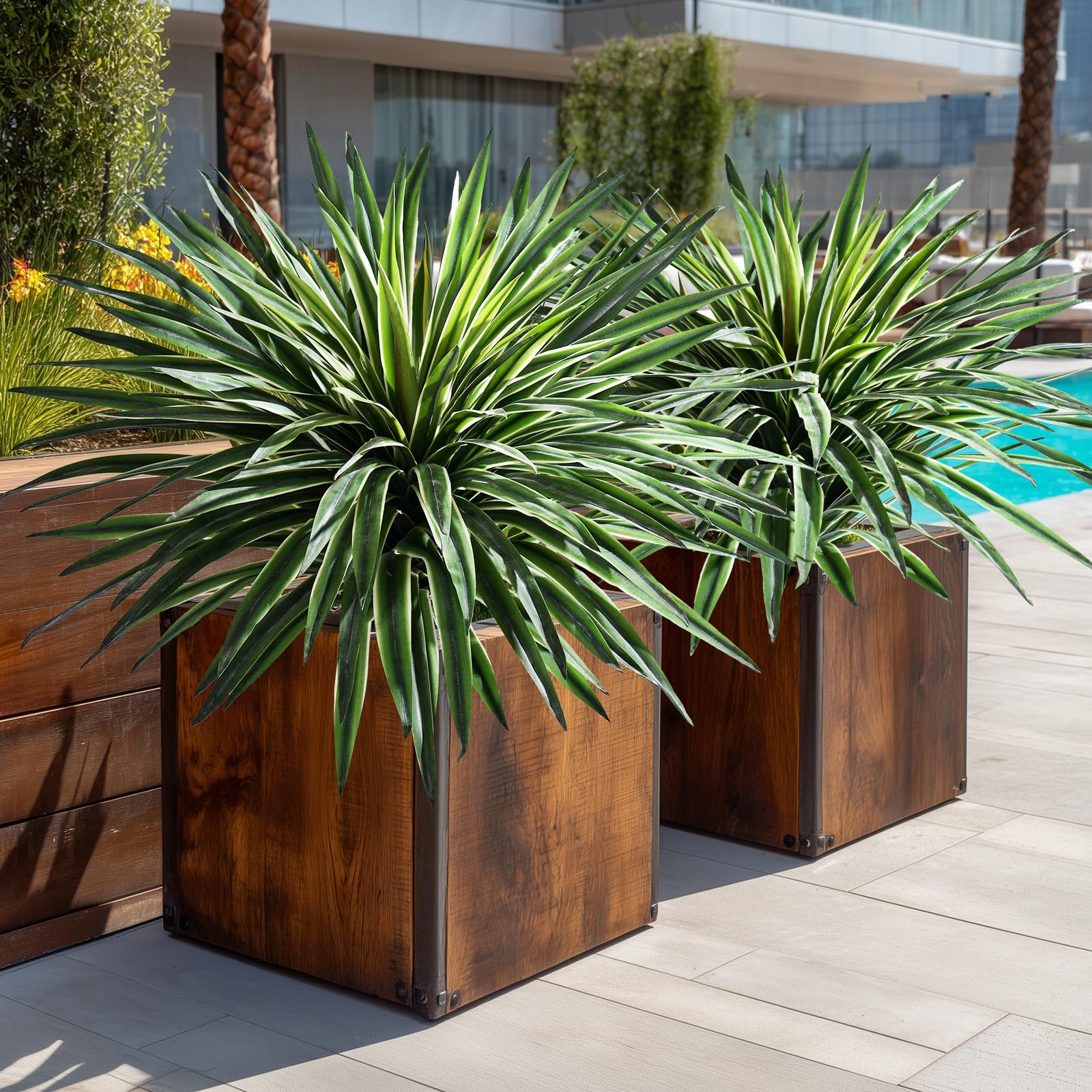 Artificial Agave Plant Fake Agave Planters for Indoor Outdoor Faux Agave Plan…
