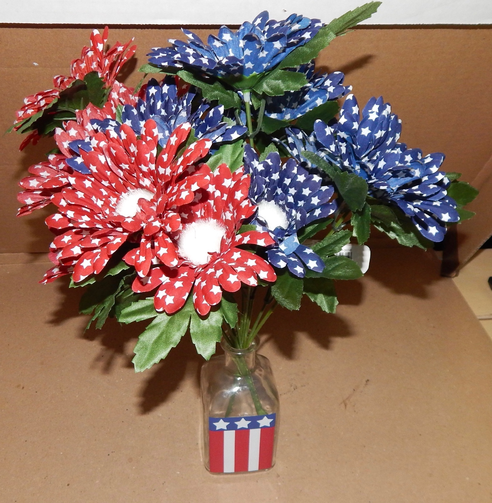 Ashland Summer Heritage USA Flowers 14″ Tall & Vase 5″ x 2″ American Decor 131Z