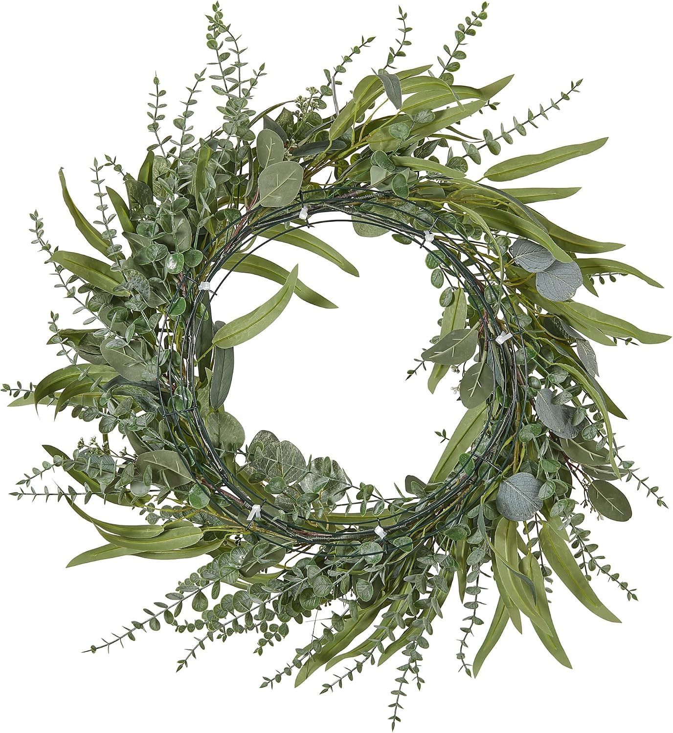 24 Inch Eucalyptus Wreath for Front Door, Large Size Artificial Greenery Willow