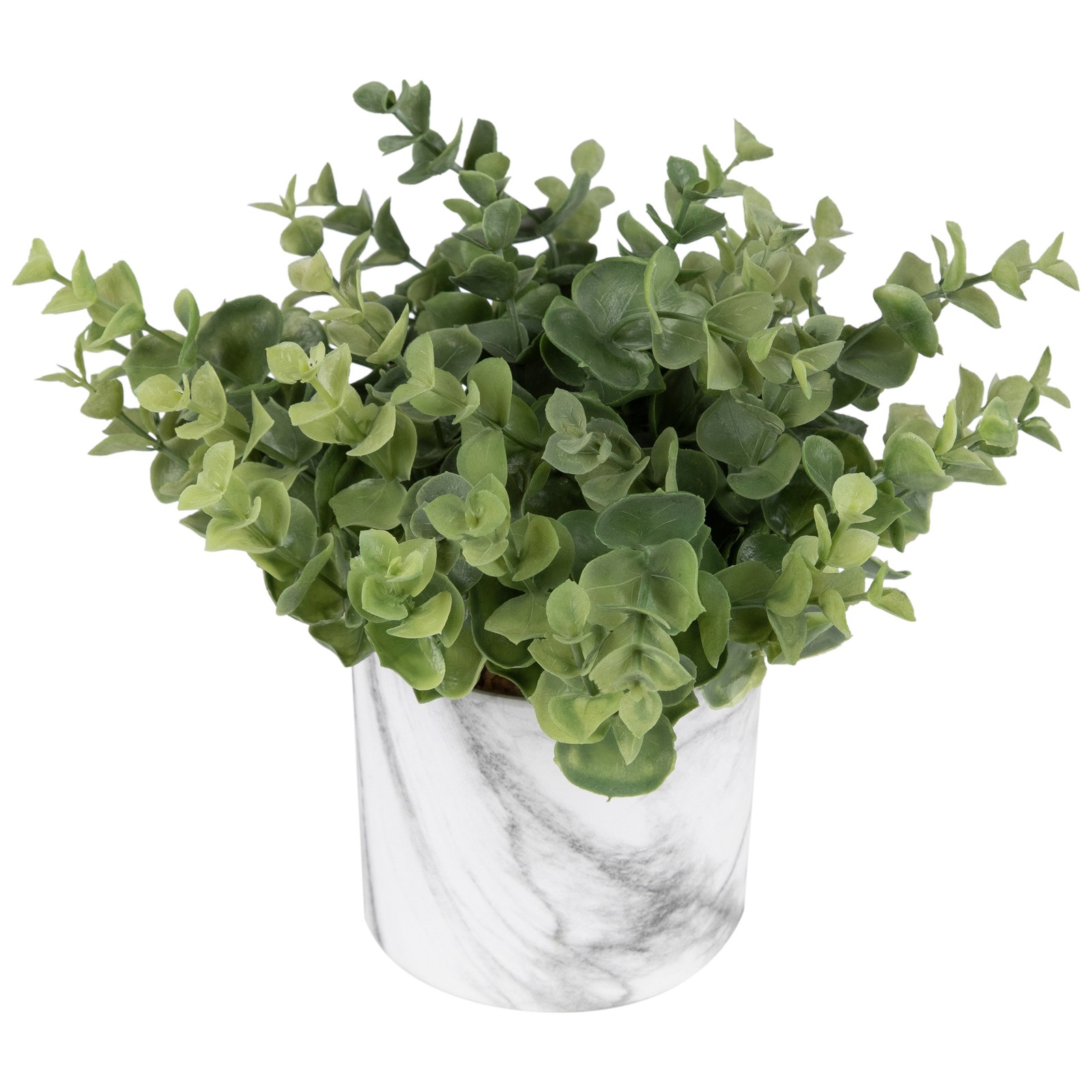 Northlight 9″ Green Artificial Eucalyptus in a Marble Style White Pot