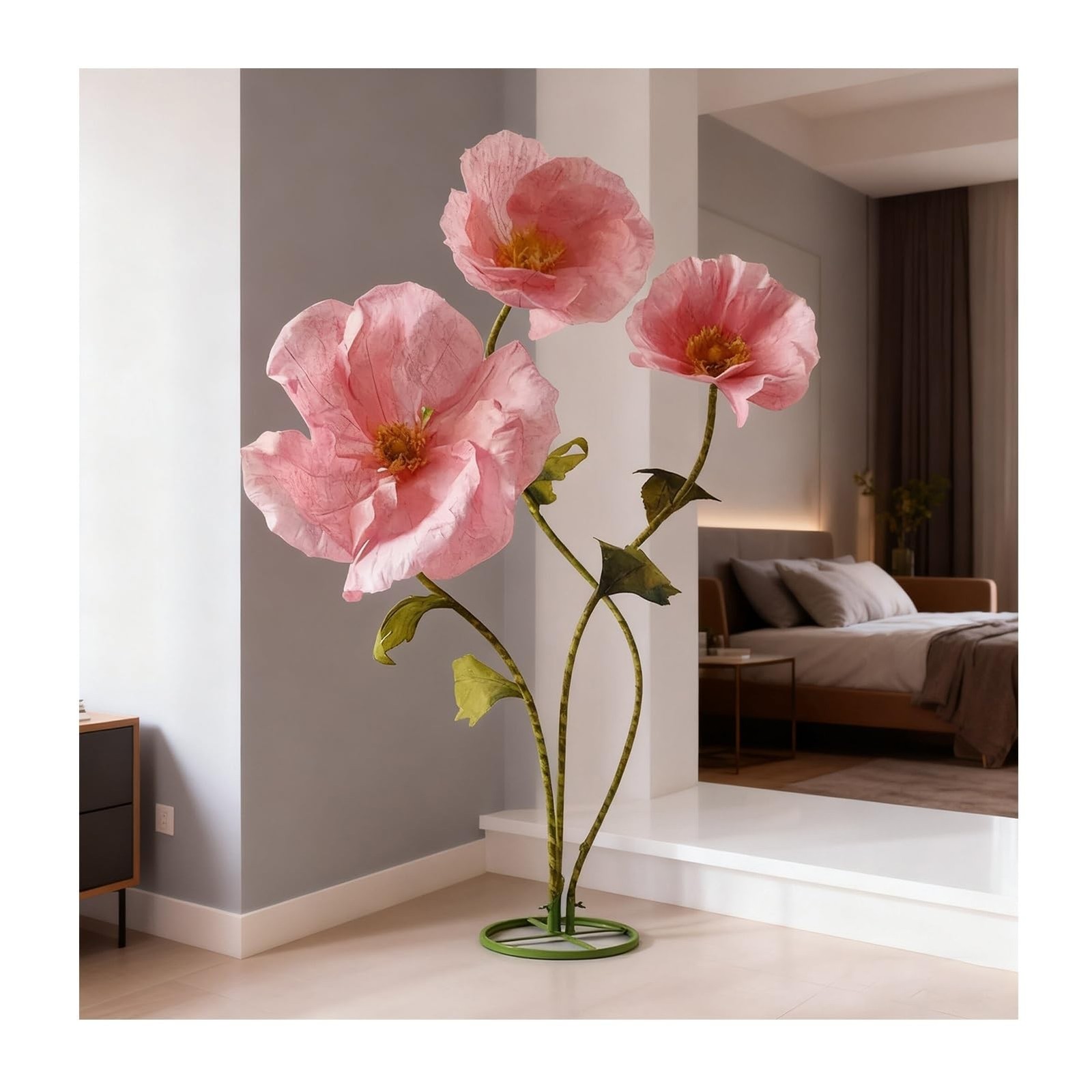 Giant Flowers for Decoration, Pink 3 Pcs Artificial Flowers, Standing Huge Ha…