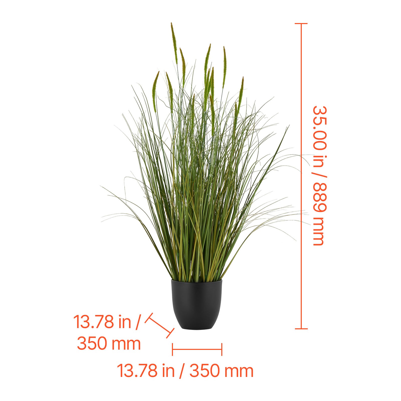 Uimoso Artificial Cattail Grass in Pot, 35-Inch, 2-Pack, Green Decorative Plants