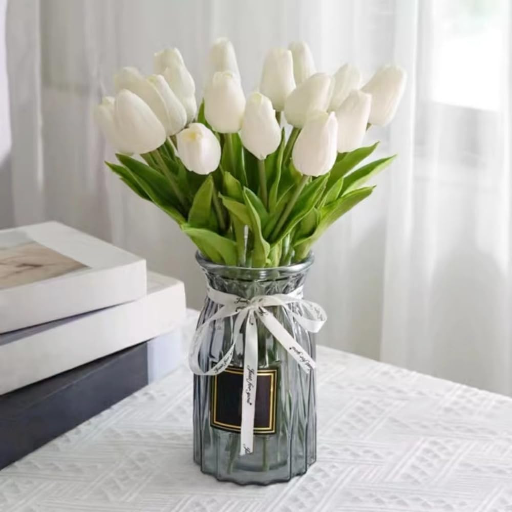 10PCS Real Touch Artificial Tulip Flowers PU Faux Tulip Stems Home Decor