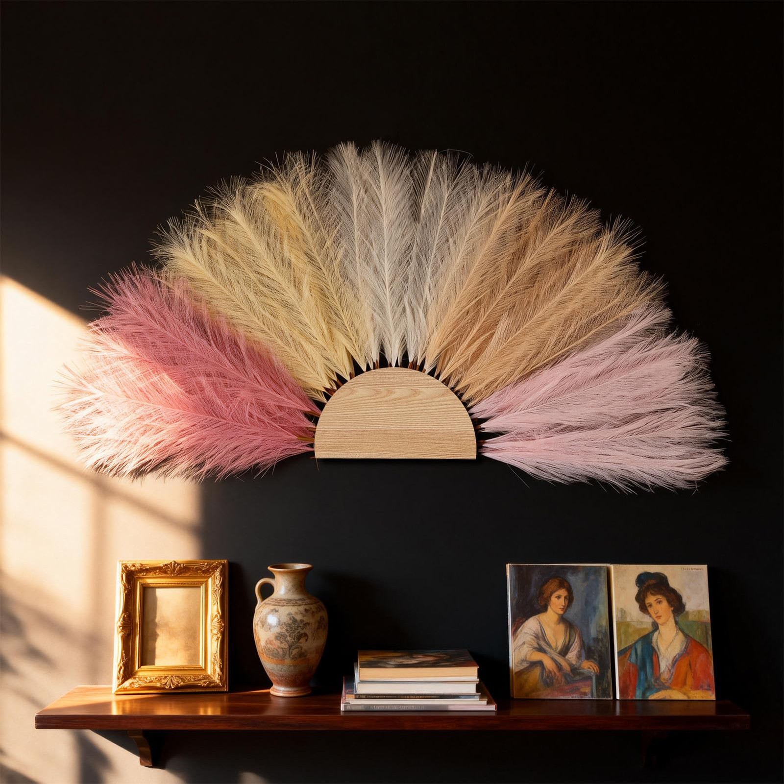 50pcs Pink Pampas Grass 21.6 Inch Non-Shedding Faux Pampas in Light Pink,Pink