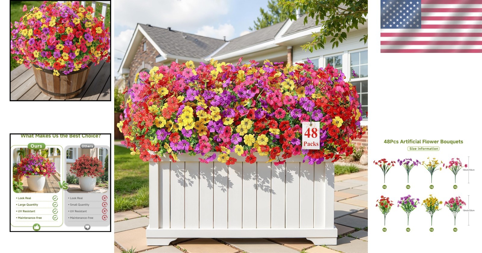 Elegant UV Resistant 48 Count Artificial Daisy Flowers – Effortless Decoration