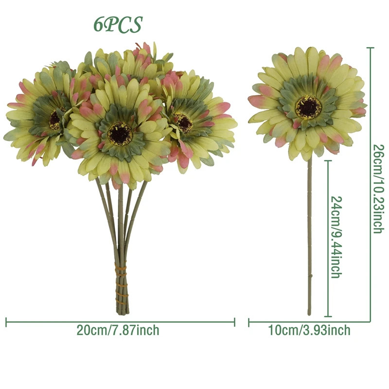 5/10Pcs 26Cm Artificial Silk Gerbera Flowers Bouquet Wedding Home Table Decorati
