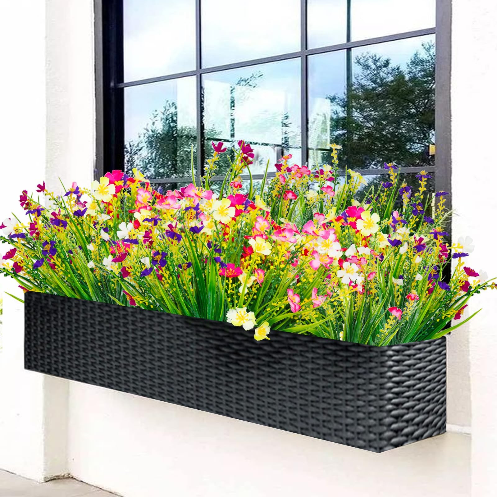 XYBGHFU 12 Bundles Artificial Outdoor Flowers Fake Silk Plants Spring Decorat…