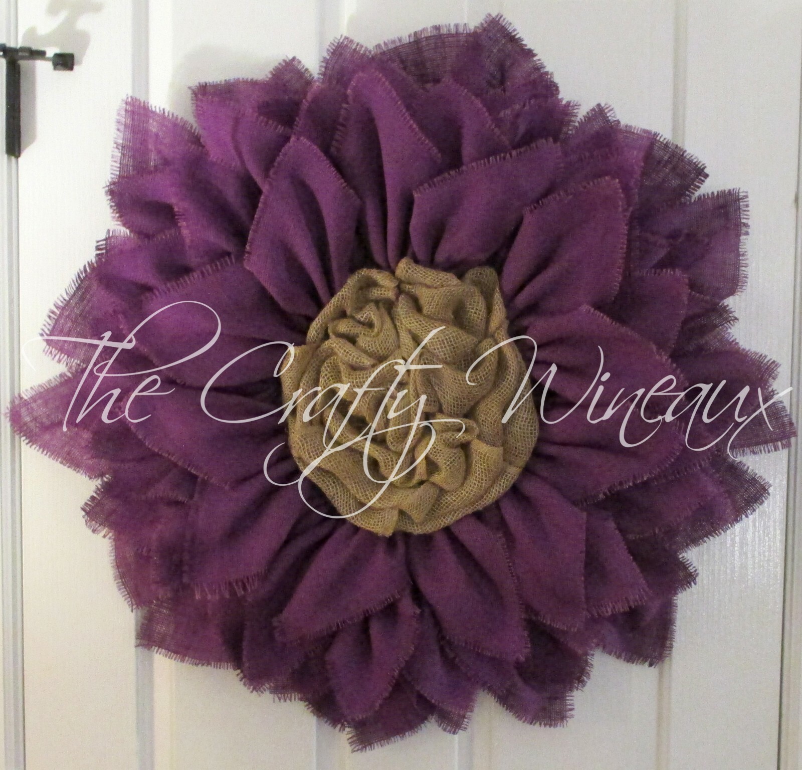 The Crafty Wineaux – Extra Large 30″ Purple Burlap Sunflower Wreath
