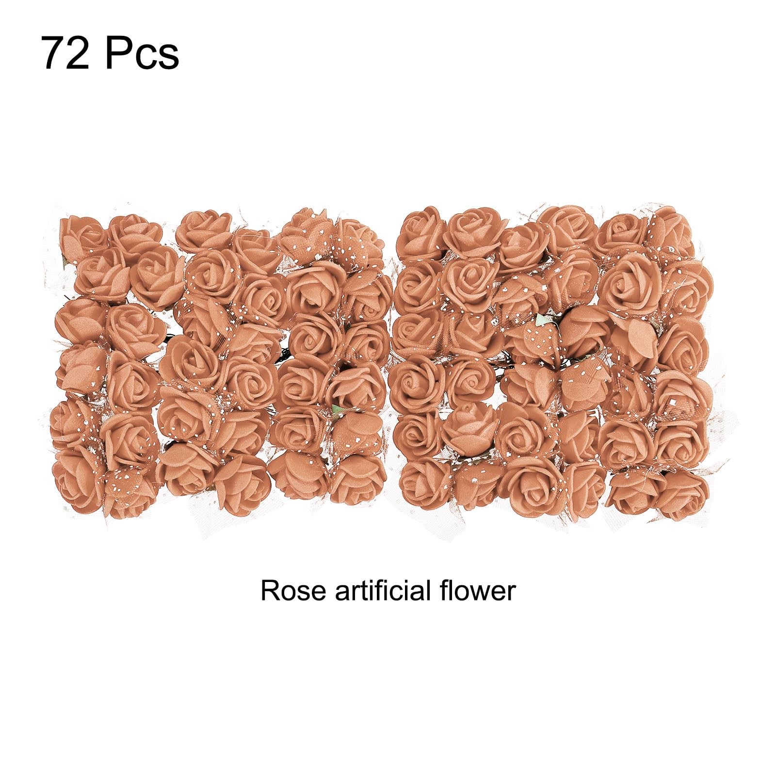 72 PCS 0.8-1 Inch Brown Mini Artificial Rose Flower Heads for DIY Craft Wedding