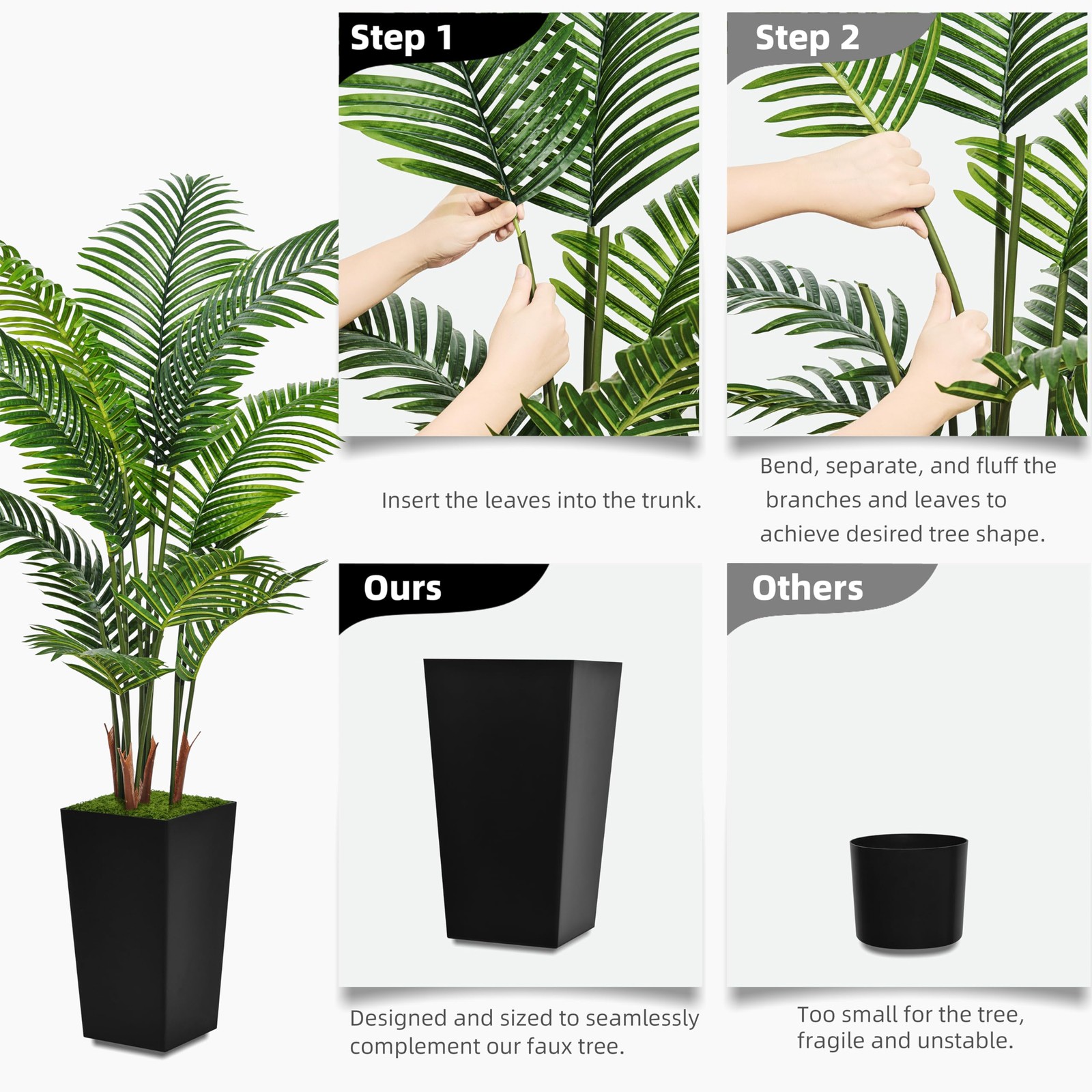 ASTIDY Artificial Palm Tree 5FT – Fake with White Tall 5ft,