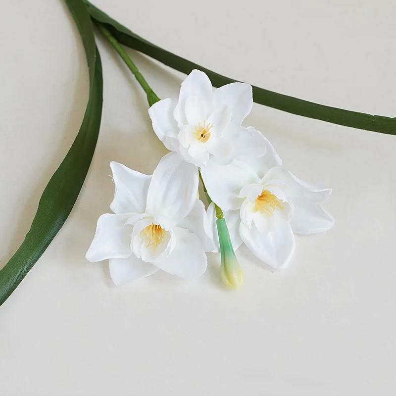3/5/10Pcs Artificial Daffodils Flowers White Narcissus Spring Flower Fake Silk F