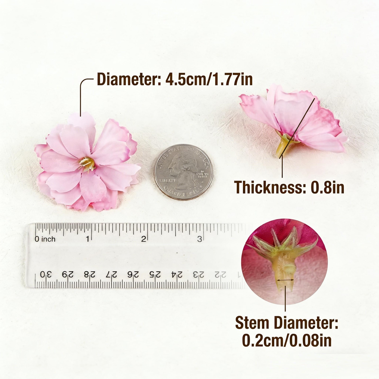 20Pcs Artificial Silk Cherry Blossom Flower Heads Fake Plum Blossom Flower Pe…