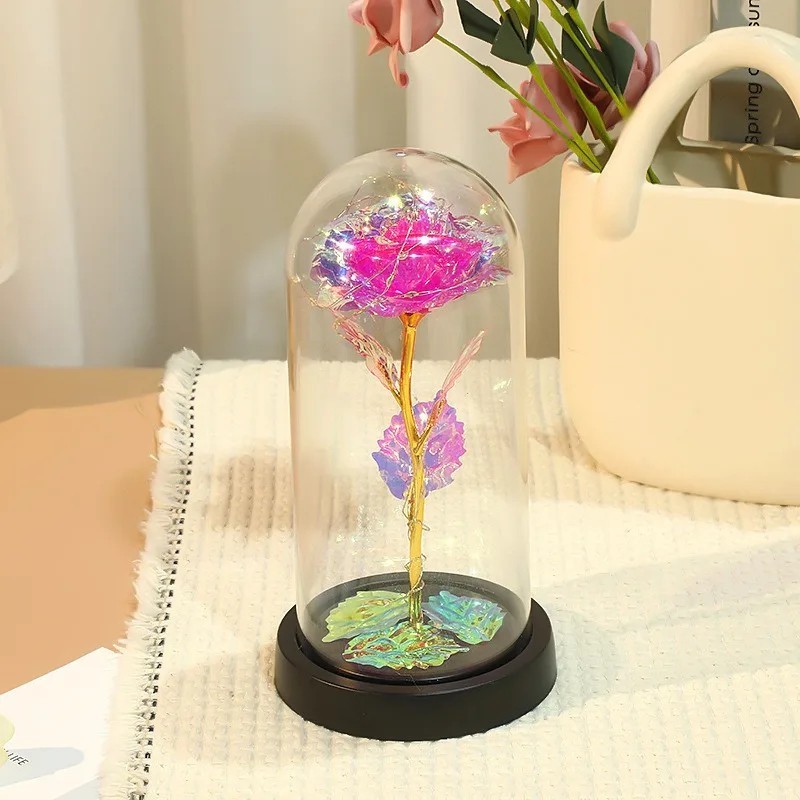LED Enchanted Eternal Galaxy Rose Glass Dome Fairy Light Romantic Gift Decor