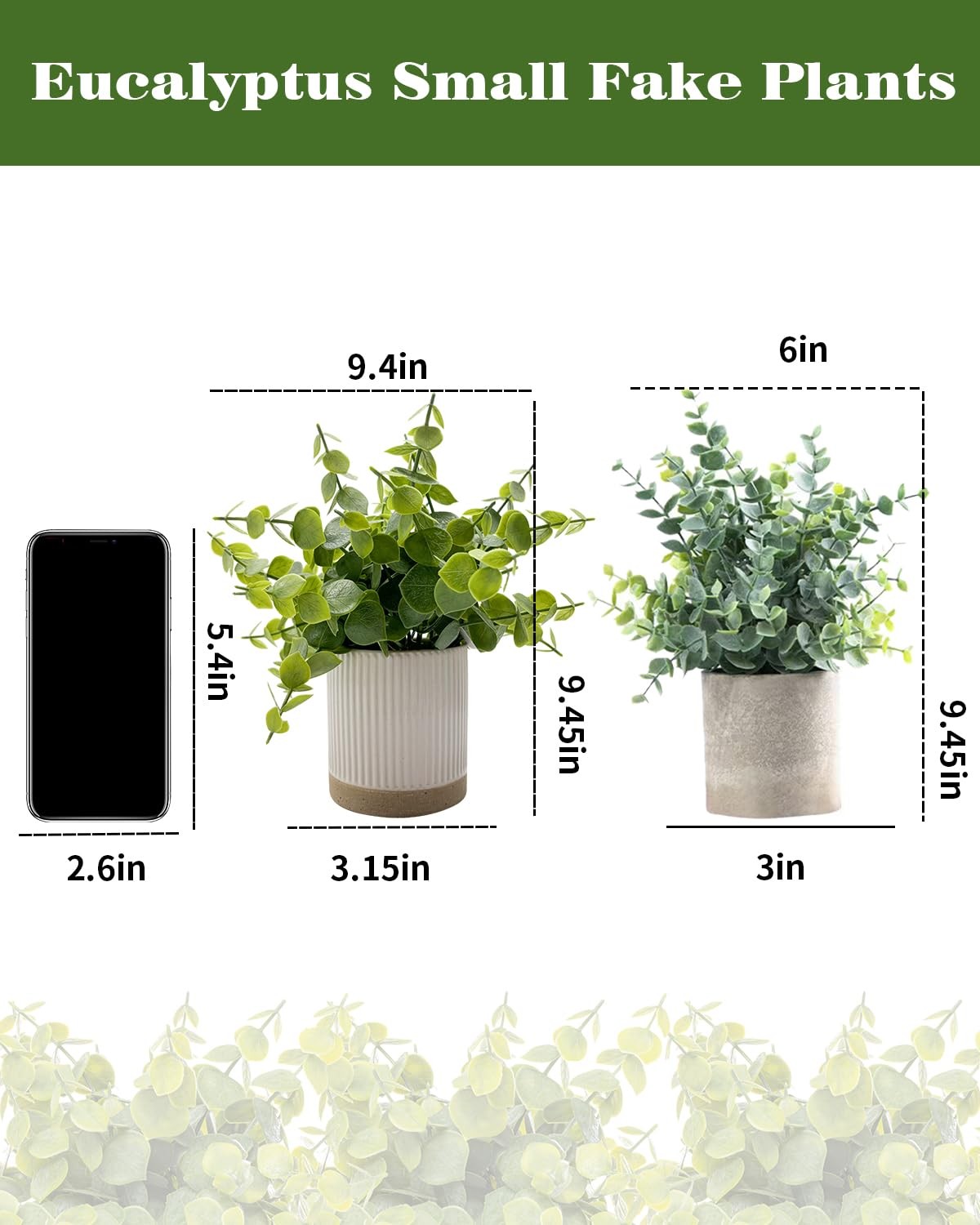 Small Fake Plants Eucalyptus Plants with Ceramic Pot