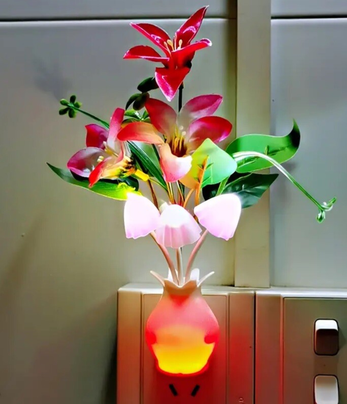 LED Colorful Luminous Vase Night Light Room Floral Decoration Creative Gift Lamp