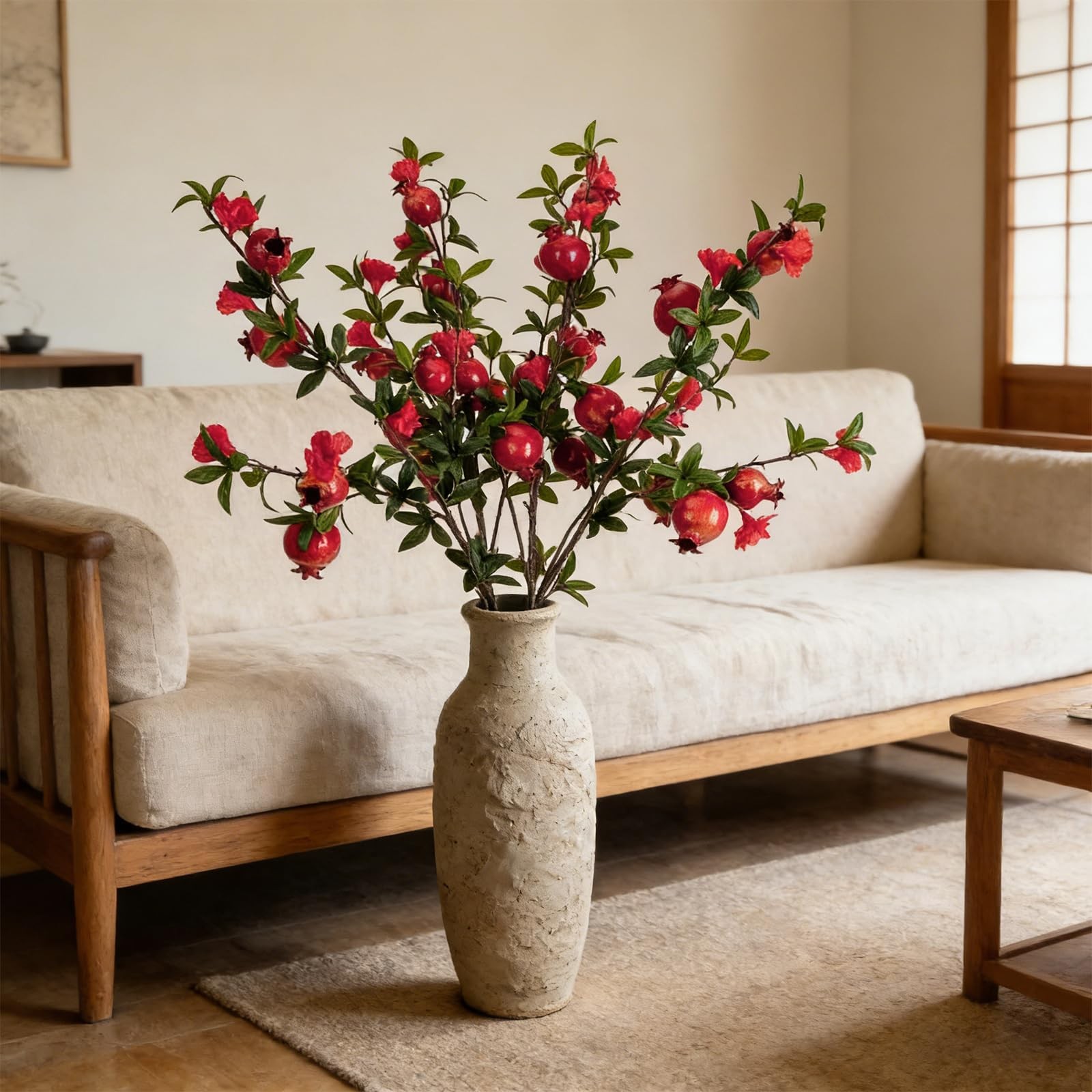 2 PCS 36.2 Inch Artificial Pomegranate Fruit Tall Branches Wedding Decor