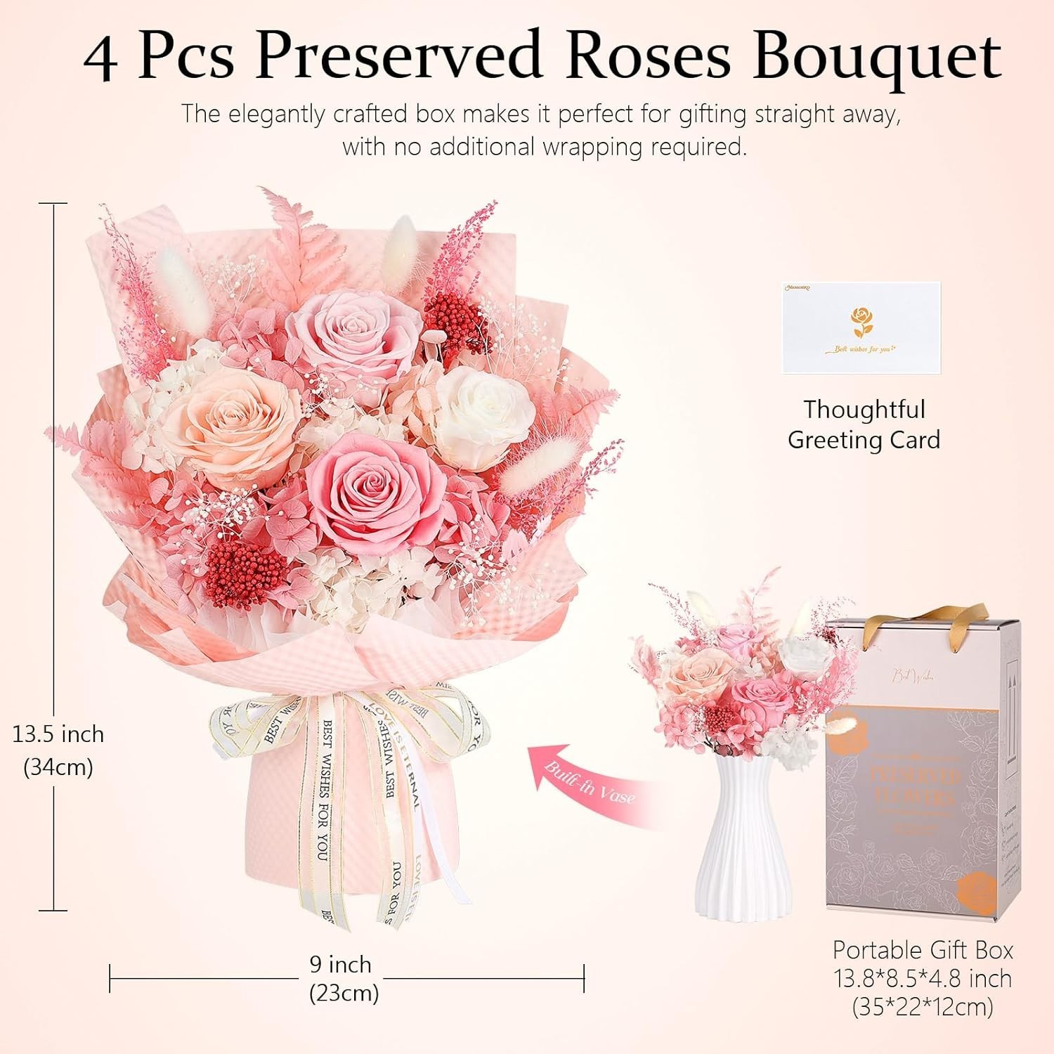 Forever Pink Roses in Gift Box – Perfect for Birthday Gifts or Anniversaries