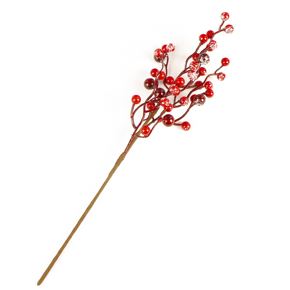 Lot of 12 Frosted Burgundy Artificial Berry 17″ Floral Stems