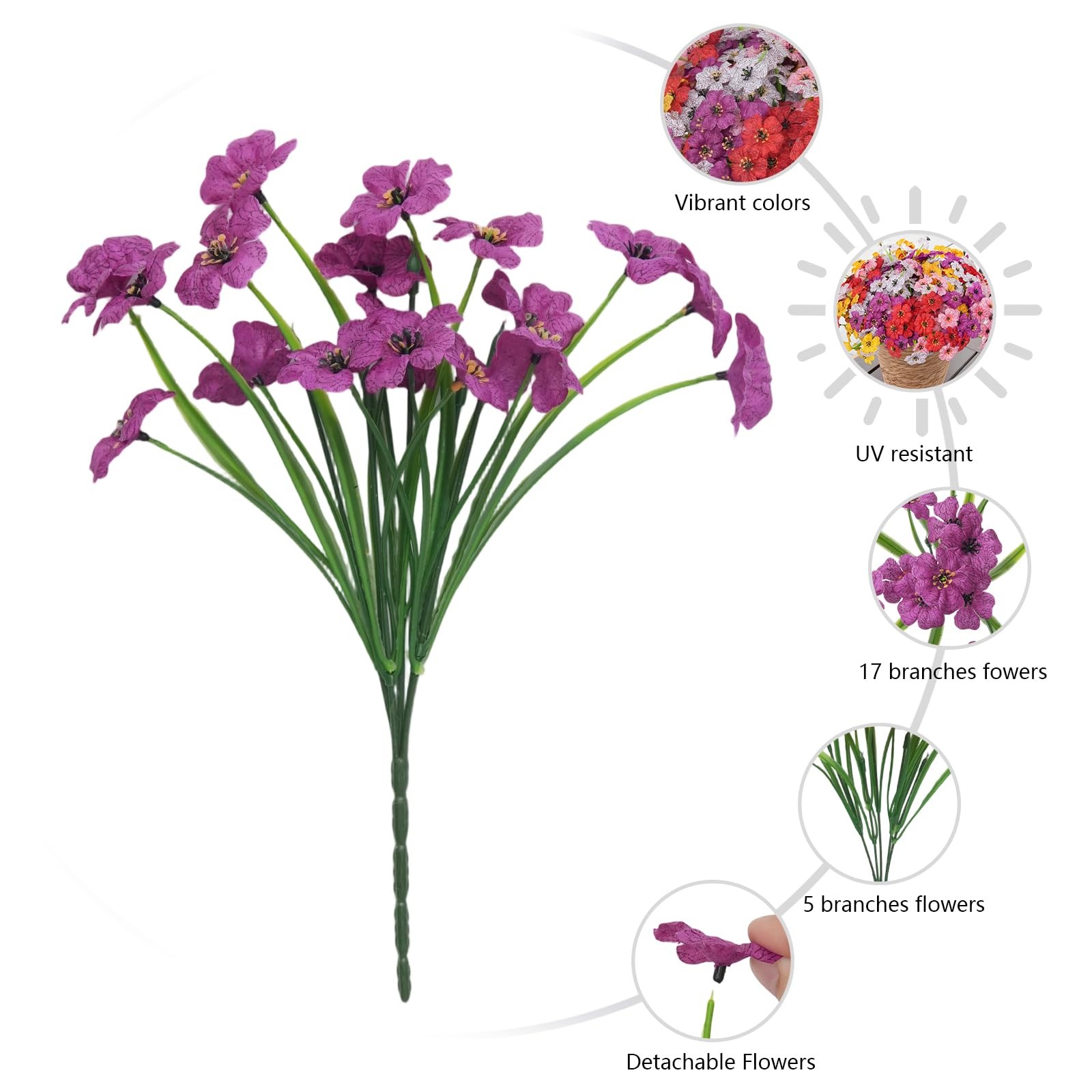 20 Bundles Artificial Flowers for Outdoor Spring Summer Decor – UV-Resistant …