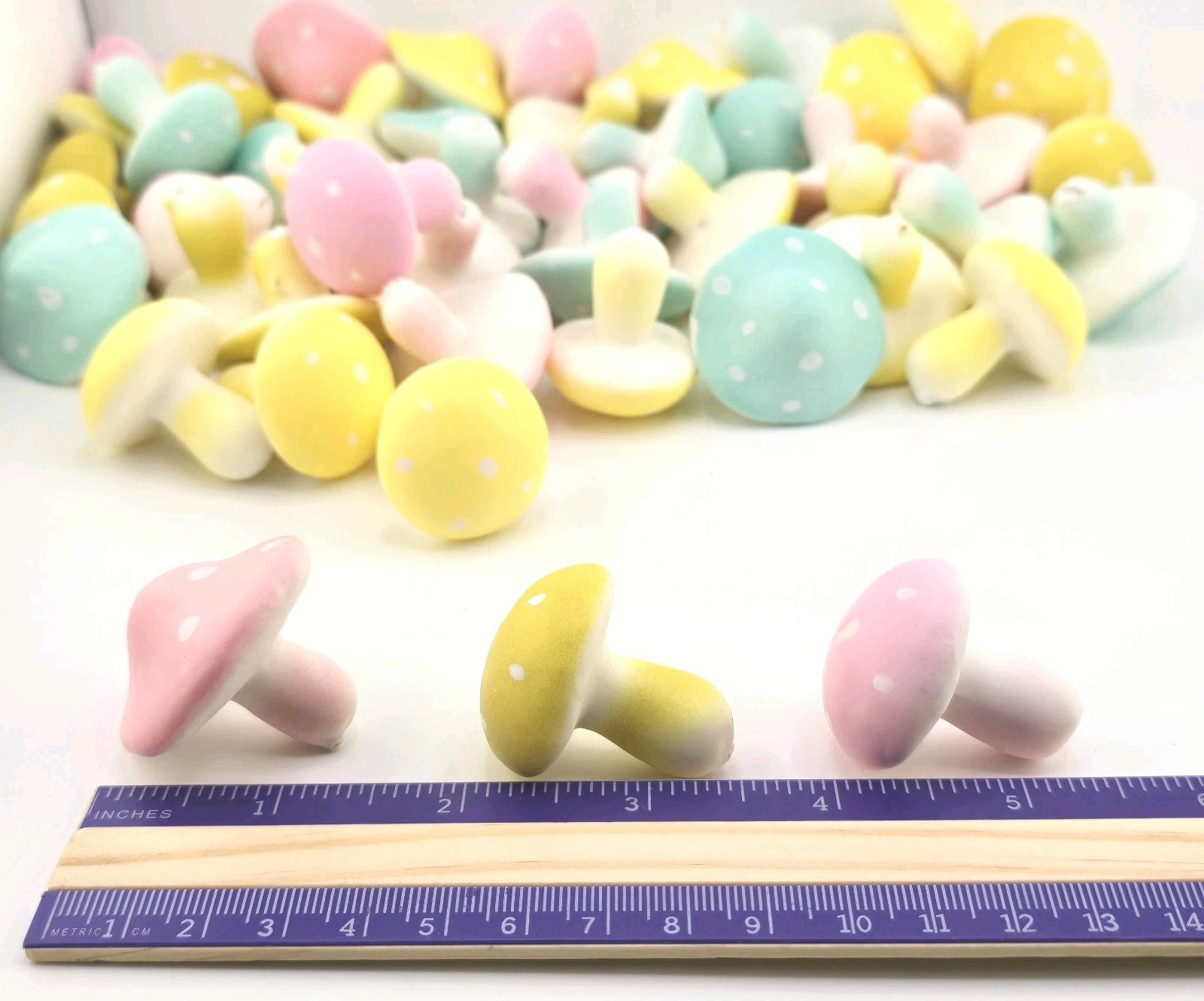 Sm Pastel Mushrooms Easter Spring Table Scatter Vase Filler Boho Farmhouse NEW
