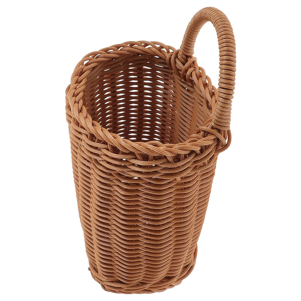 Front Door Basket Wall Hanging Baskets for Storage Rattan Home Brown Flower