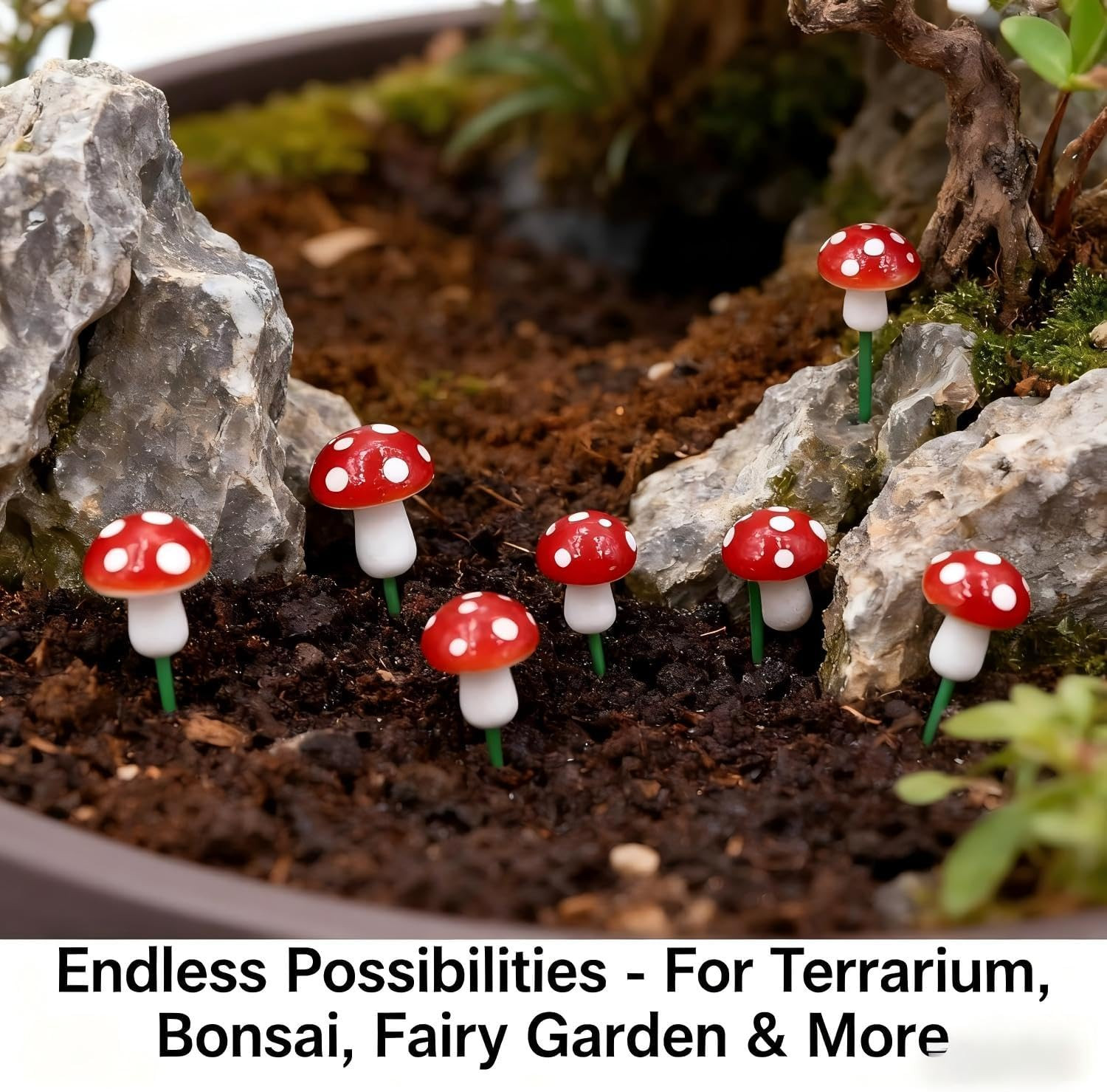 Terrarium Decorations Mushrooms Mini: 100PCS Realistic Moss Accents for Bonsai L