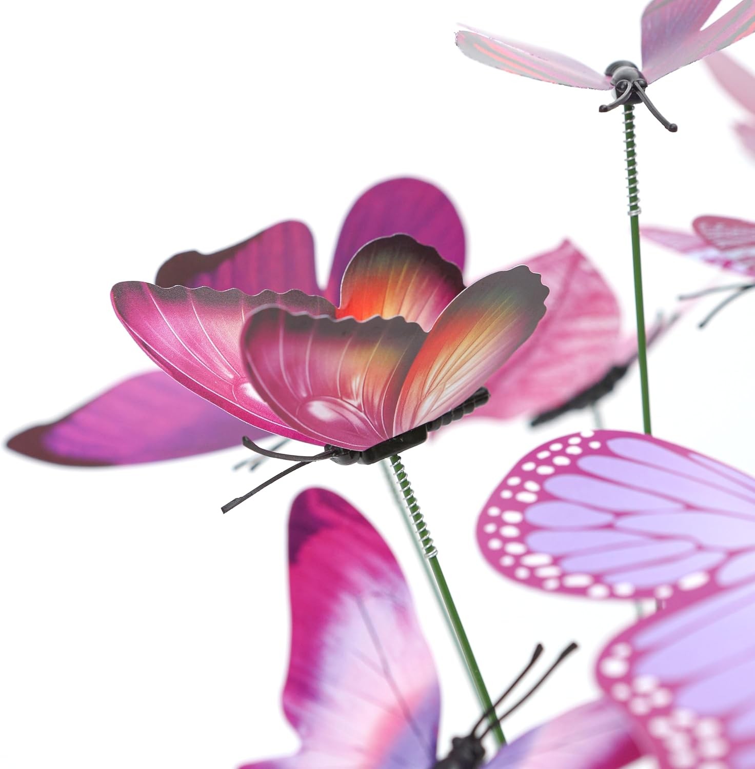 12pcs Purple Butterfly Plant Stakes Metal Garden Decor Flower Pot Sticks