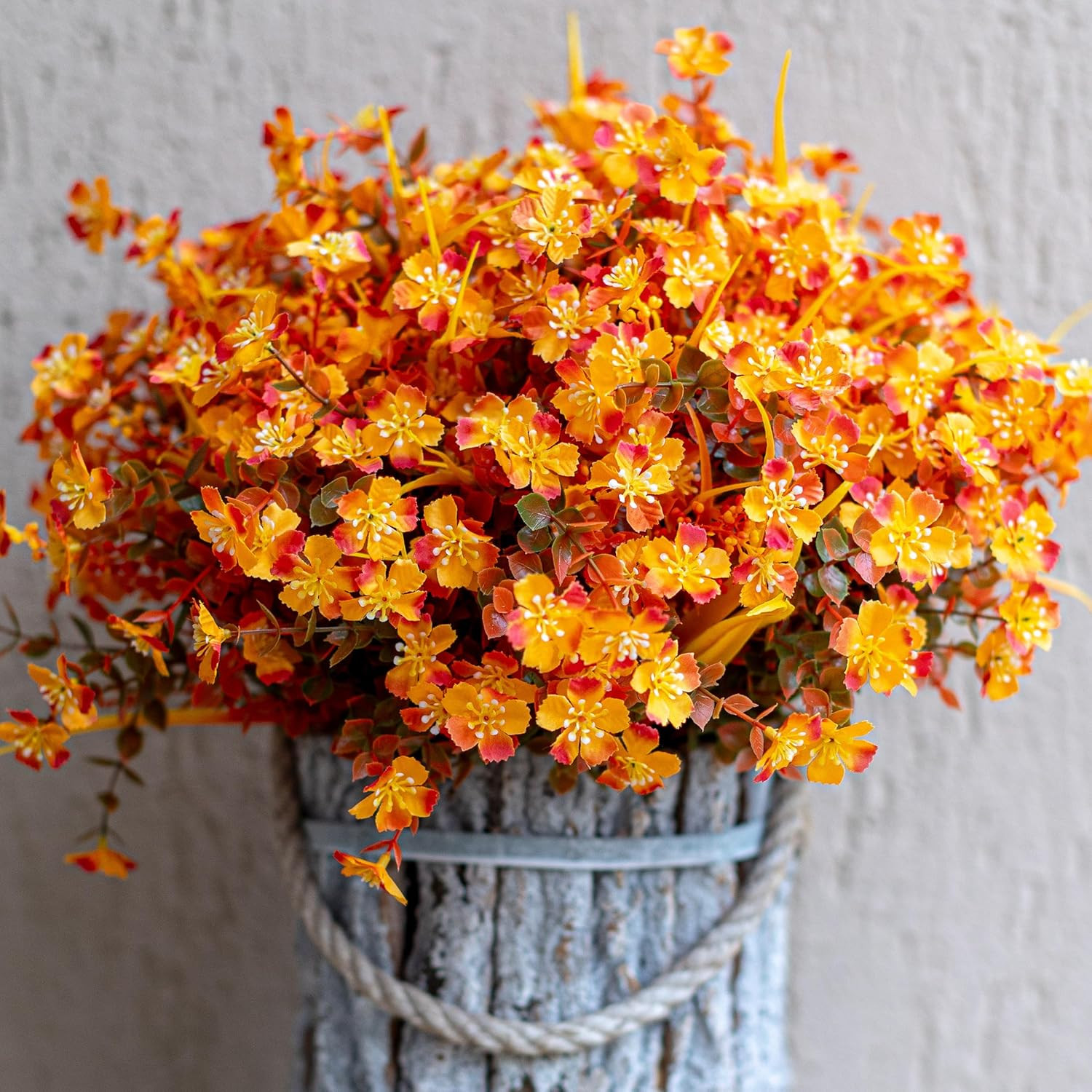 12 Bundles Artificial Fall Mums UV Resistant Fake Plant Porch Patio Decor Orange
