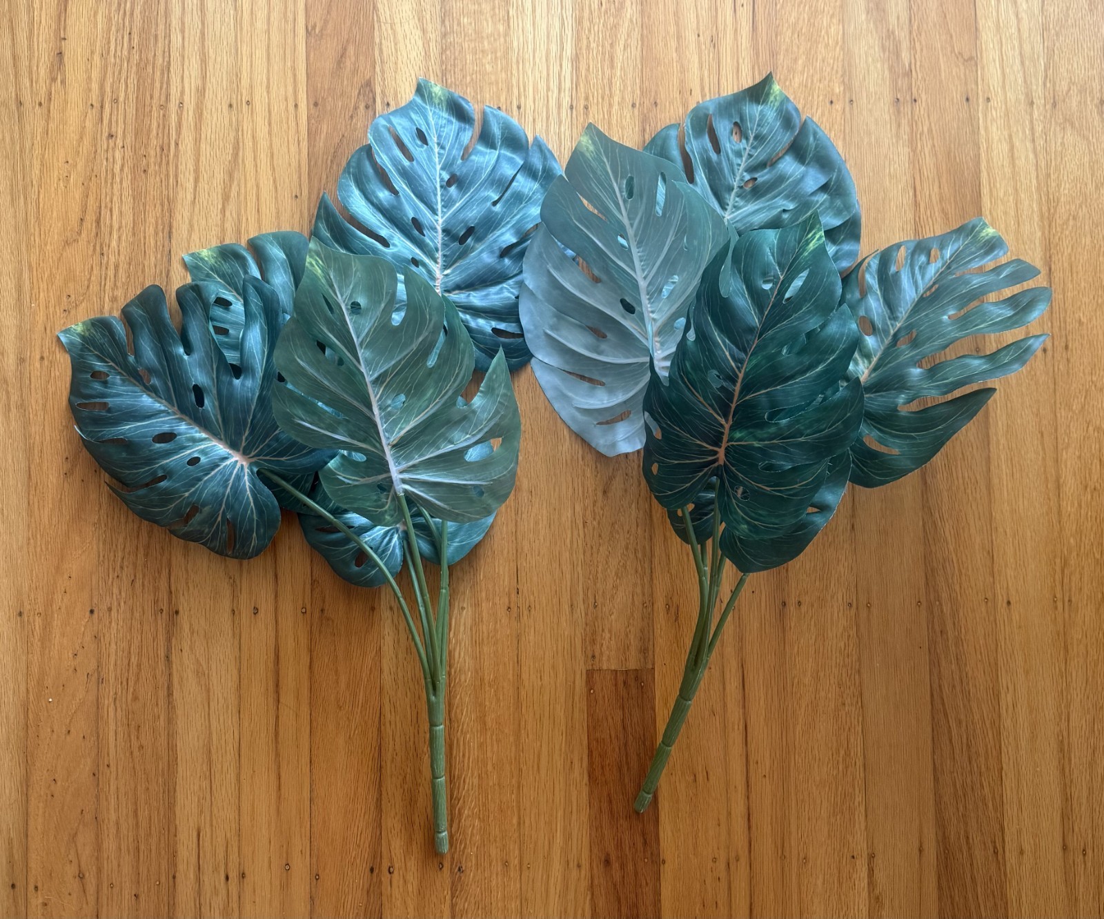 Set of SIX (6) Artificial Monstera Leaf Stems, Assorted Colors, Ashland Brand